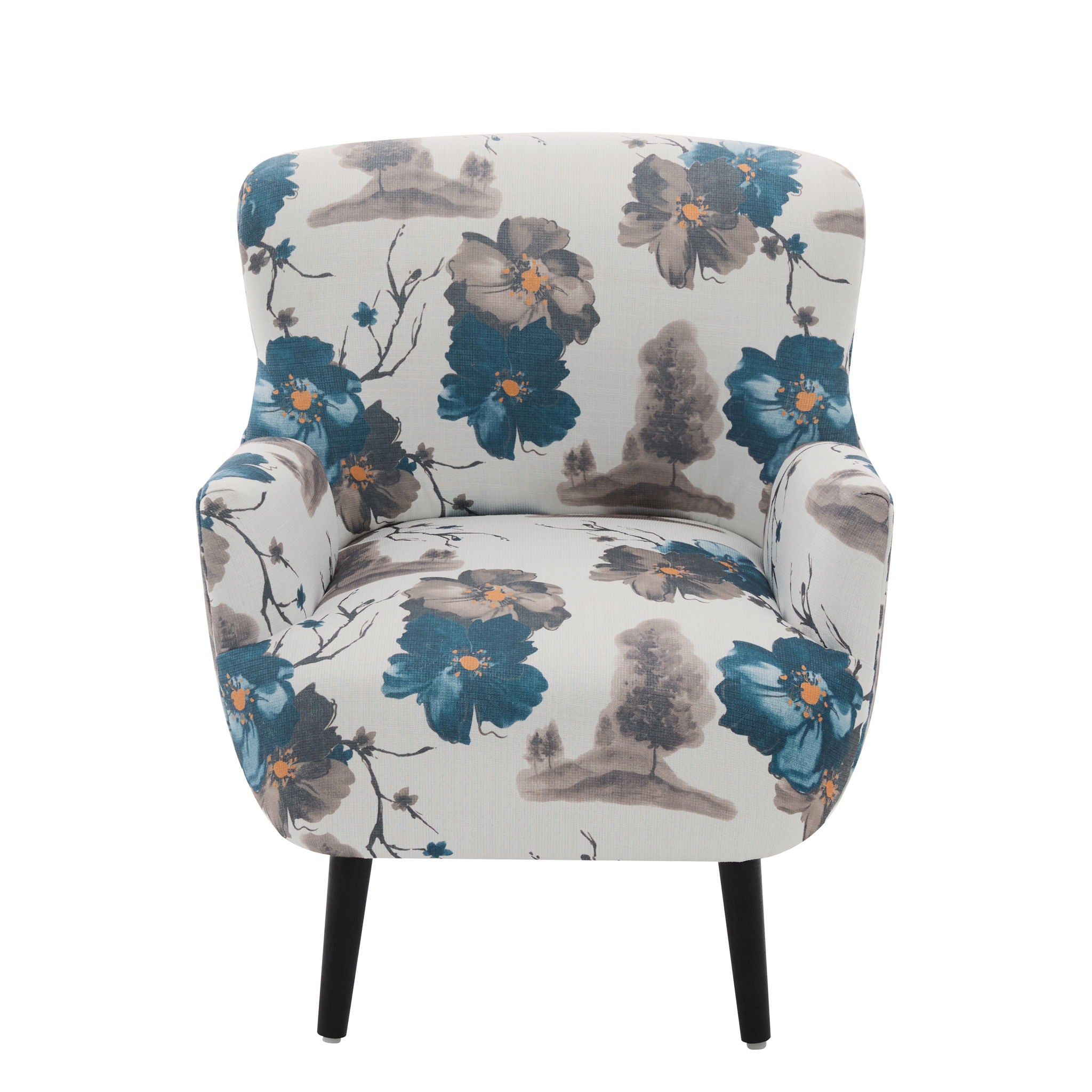 Armchair With Round Arm - White / Blue