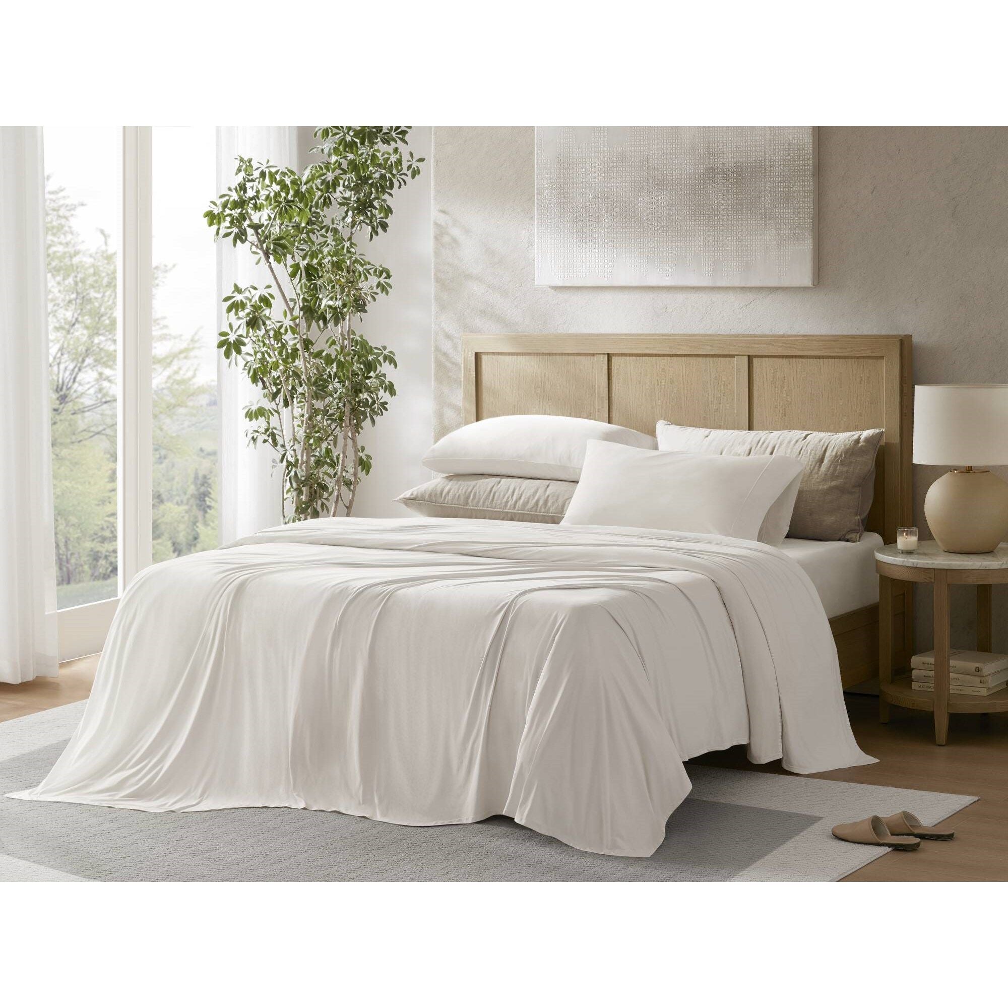 Queen Stretch Jersey Sheet Set - White