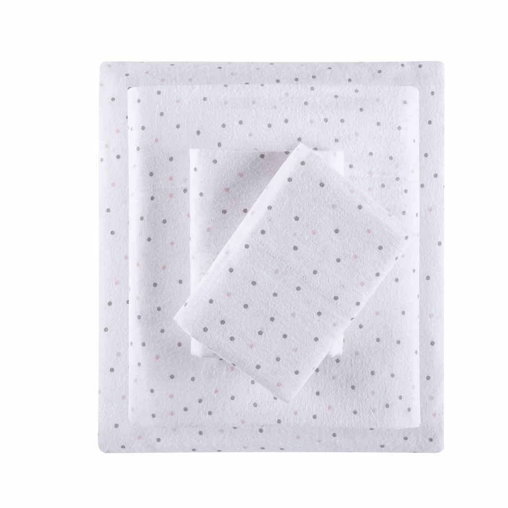 Cozy Soft - Novelty Print Sheet Set - Gray / Pink Dots