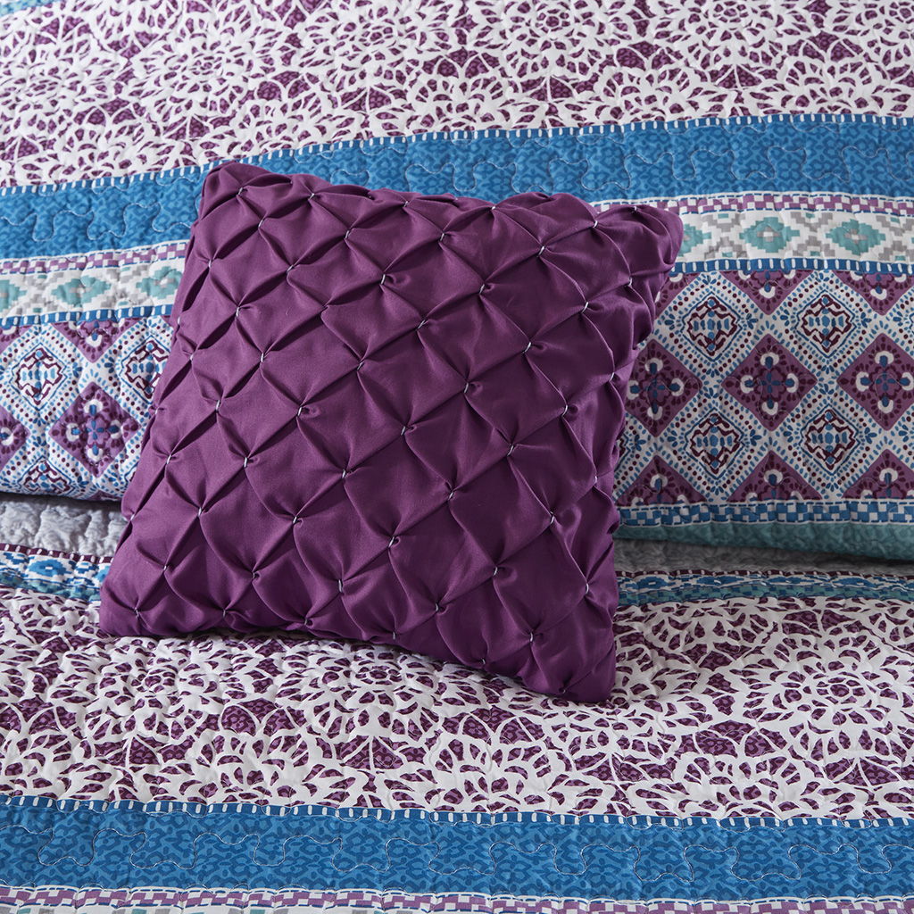 Joni - Reversible Coverlet Set - Purple