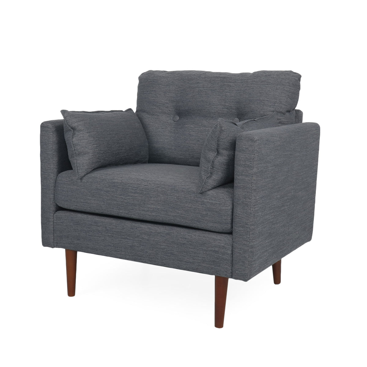 Enchantica - Upholstered Fabric Club Chair With Button Tufted And 2 Accent Pillows