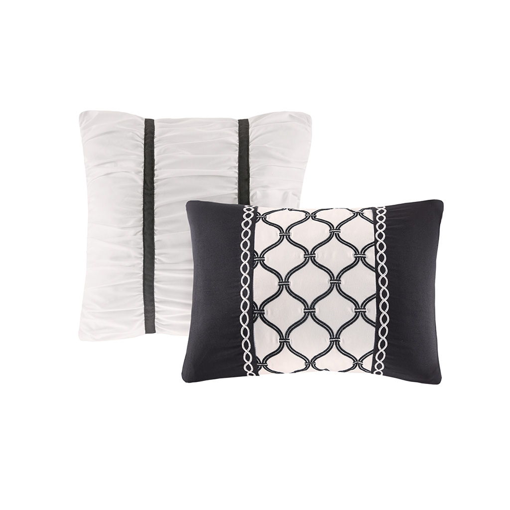 Dorsey - King Floral Print Comforter Set - Black / White