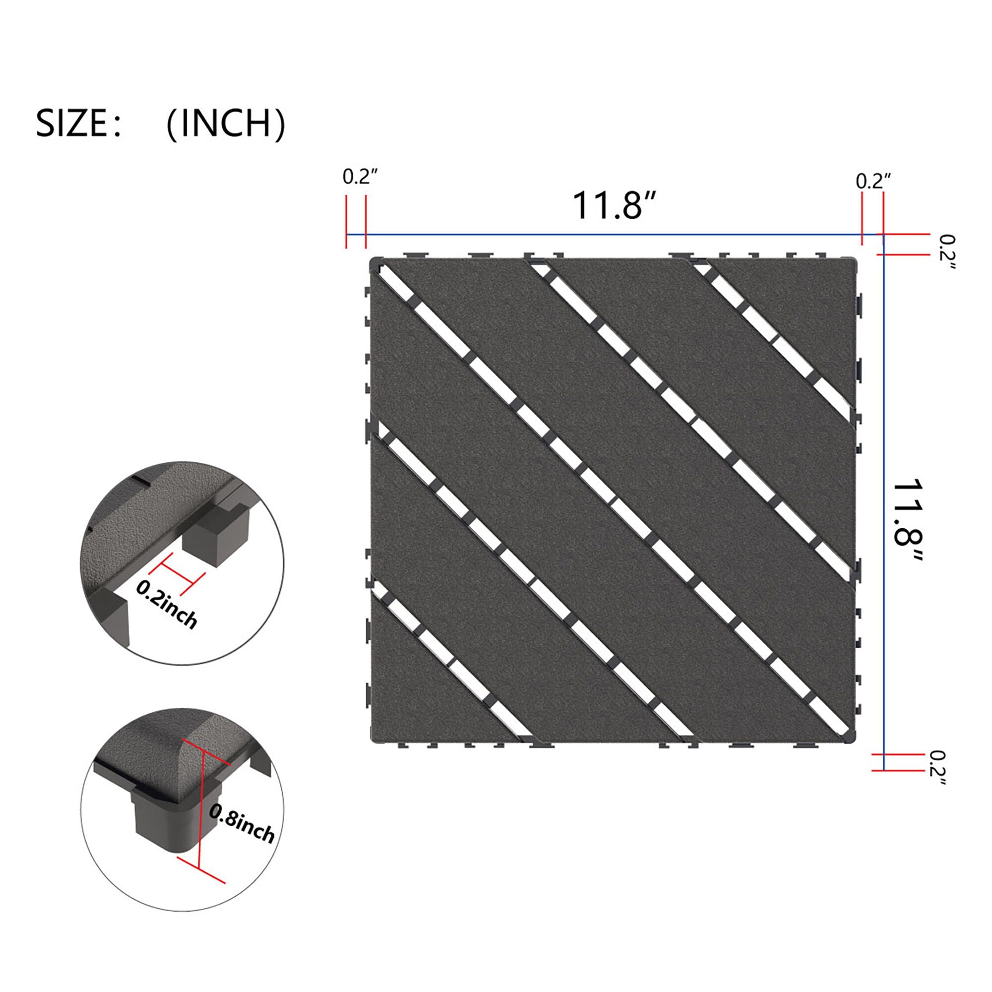 Durable Plastic Interlocking Deck Tiles, Waterproof Outdoor And Indoor Use