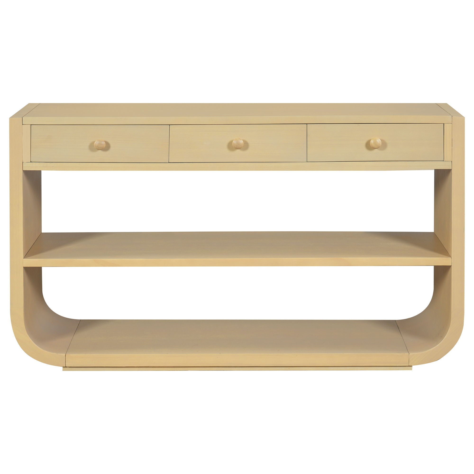 Console Table With 3 Soft Close Drawers & 2 Open Shelves - Natural