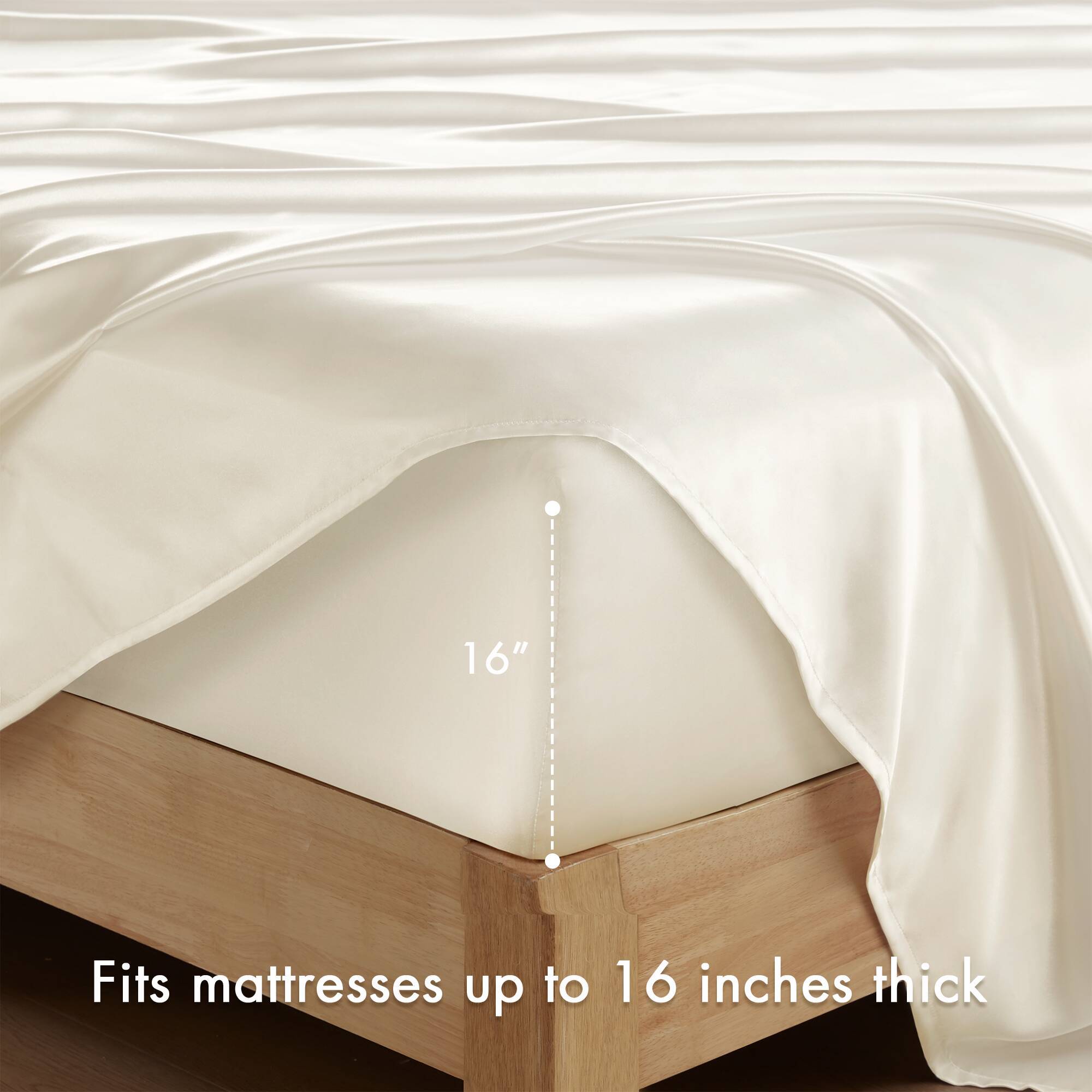 Satin - 7 Piece Split King Luxury Sheet Set - Ivory