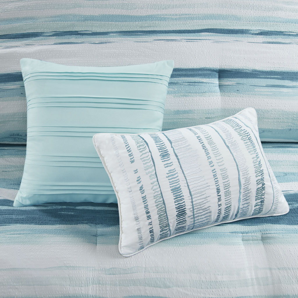 Marina - 8 Piece Printed Comforter And Coverlet Set Collection - Aqua