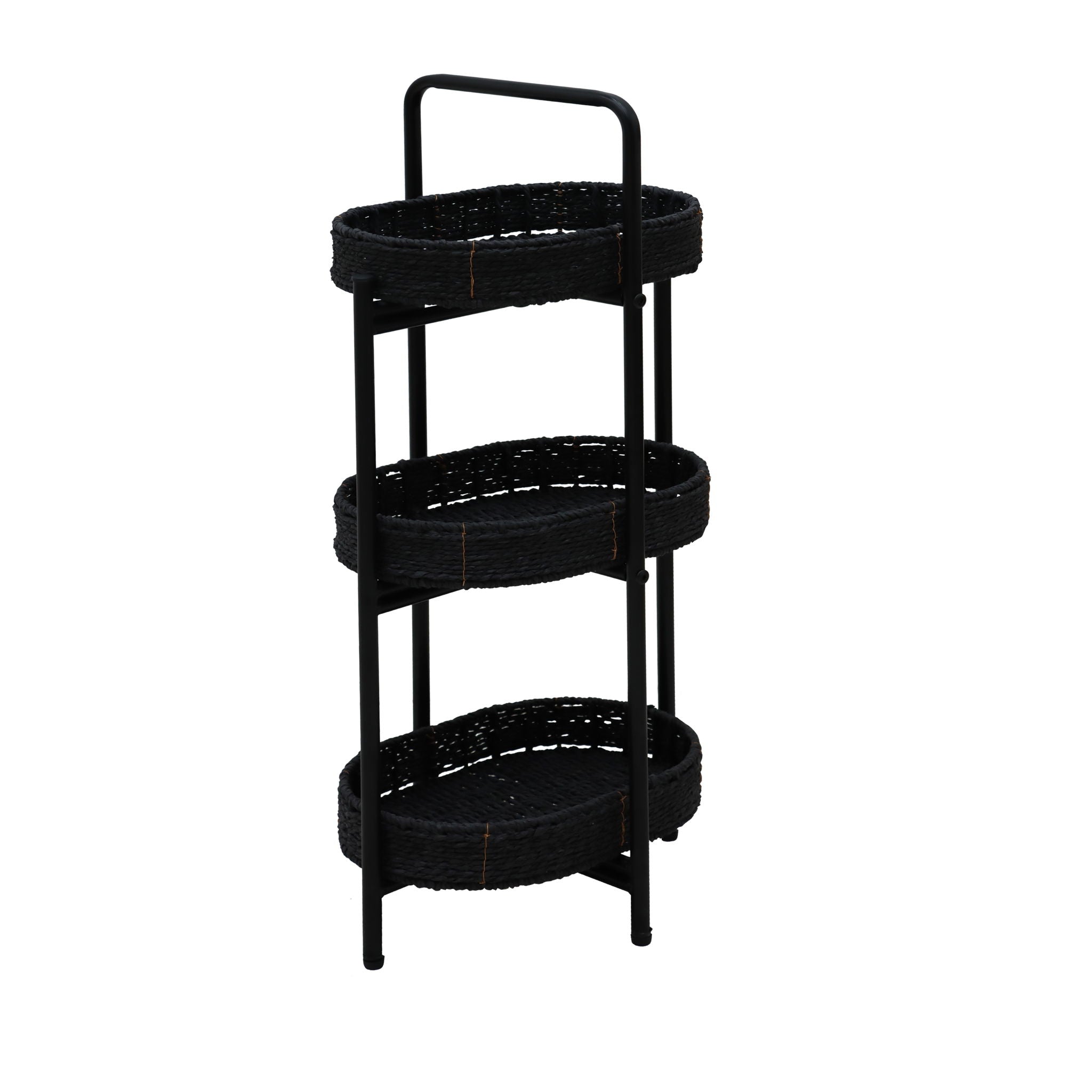 Modern 3 Tier Handwoven Side Table With Oval Organizer