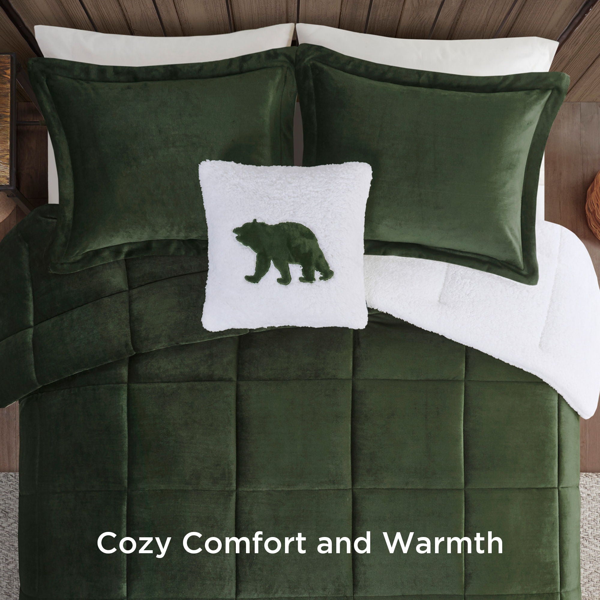 Alton - King Down Alternative Comforter Set - Green / Ivory