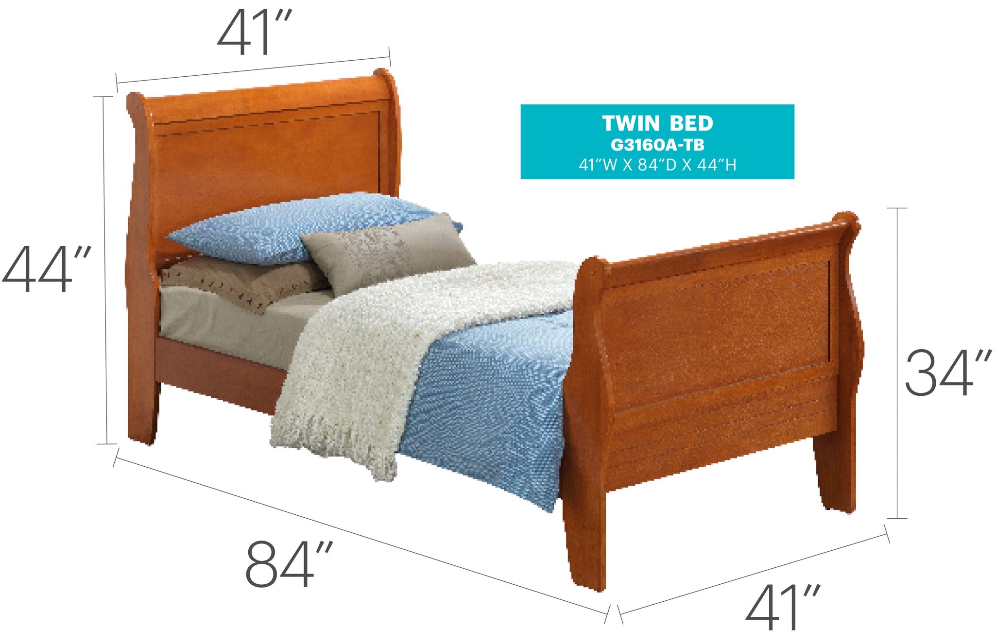 Louis Phillipe - Panel Sleigh Bed