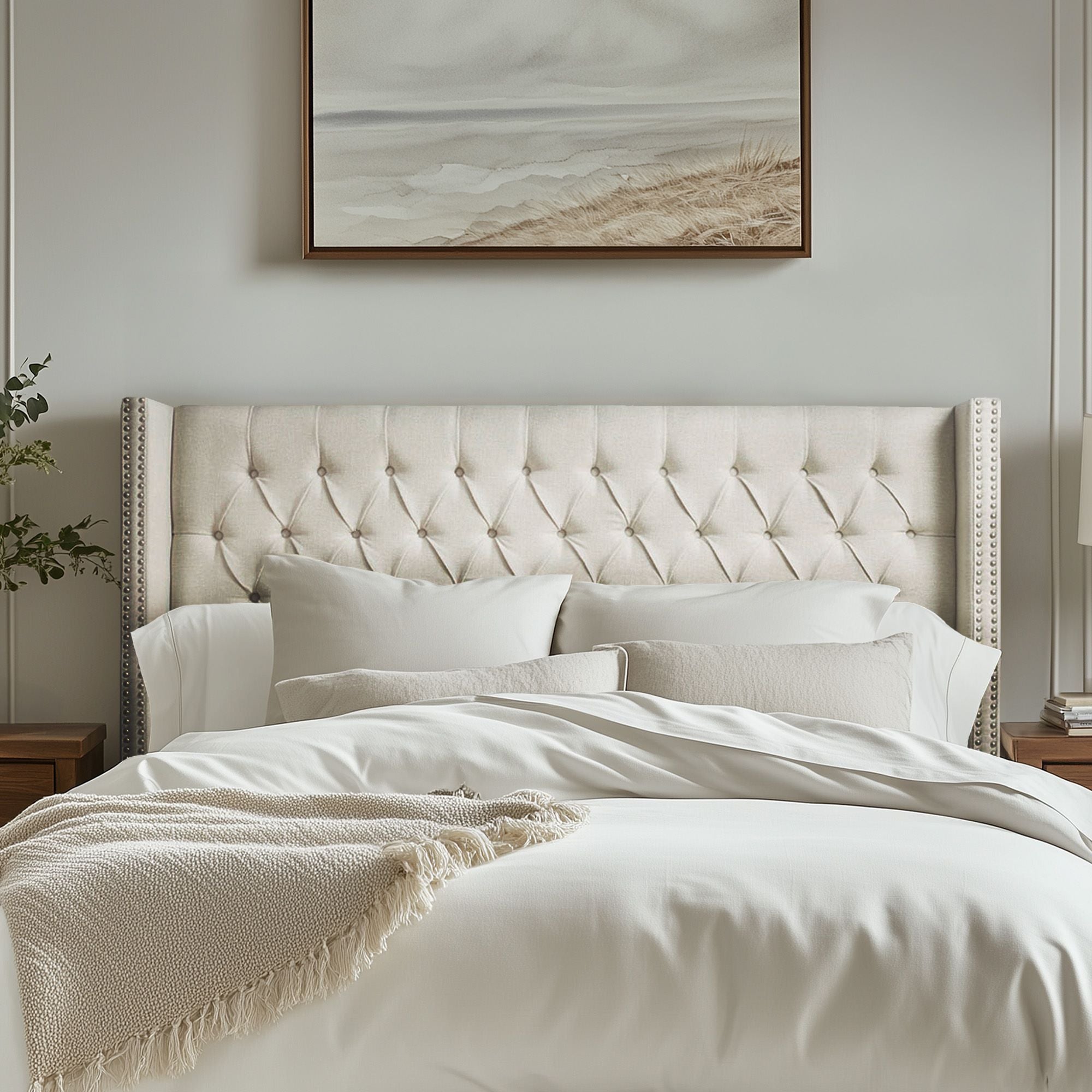 Amelia - King Upholstery Headborad - Cream