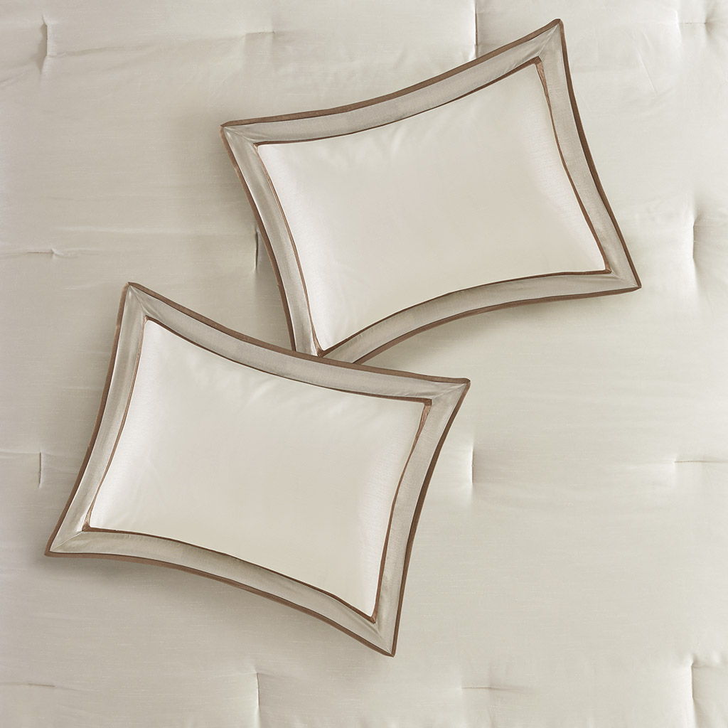 Genevieve - Queen Comforter (Set of 7) - Taupe / Brown