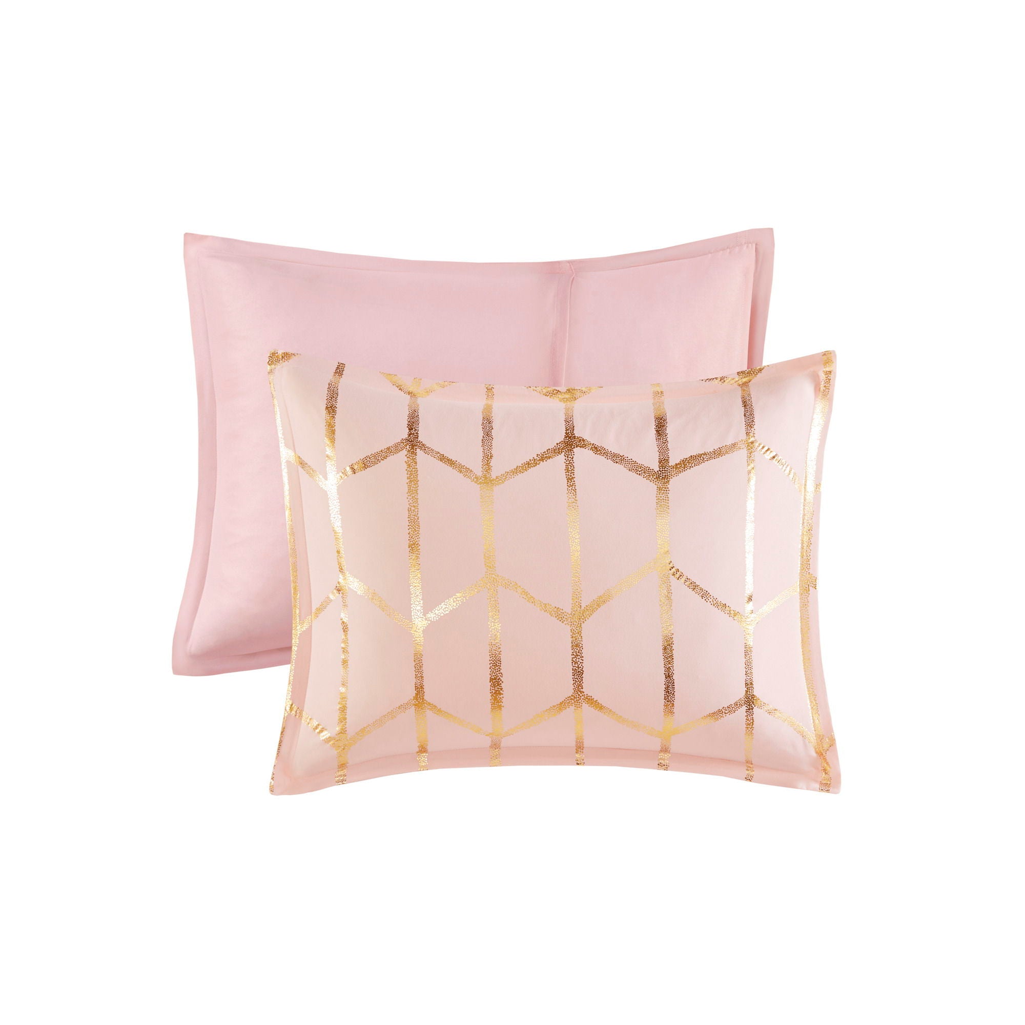 Raina - Brushed Microfiber Printed Comforter Set - Blush / Gold