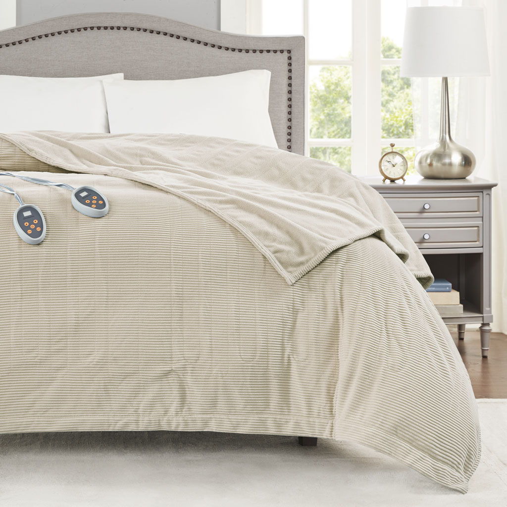 Electric Micro Fleece - Queen Heated Blanket - Beige