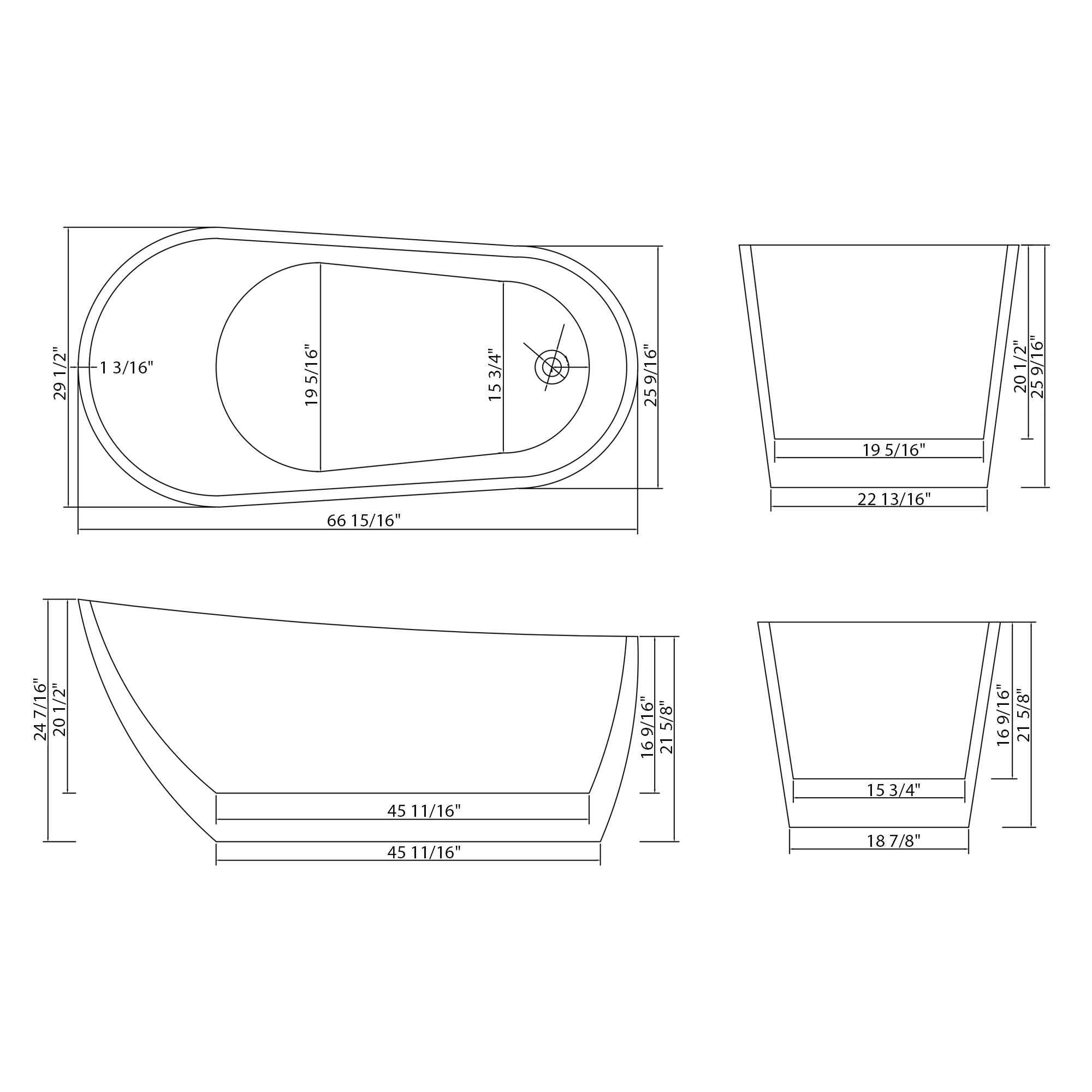 Contemporary Glossy Freestanding Bathtub With Overflow And Drain