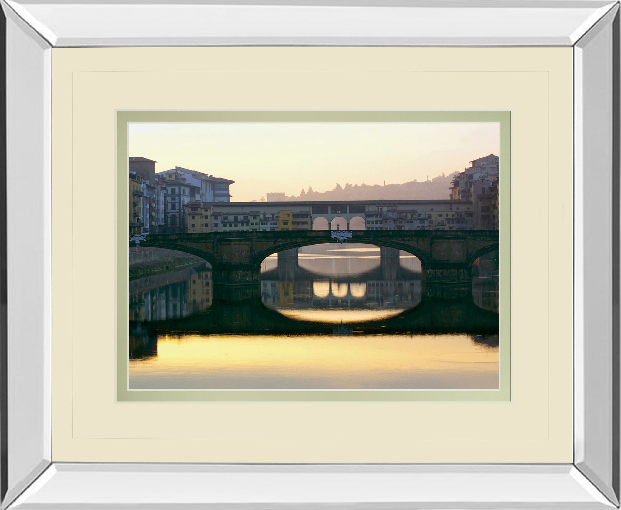 Ponte Vecchio By Bill Philip - Mirror Framed Print Wall Art - Dark Gray
