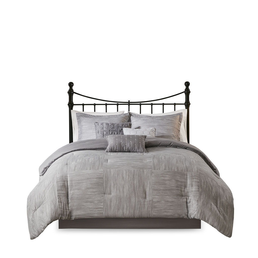 Walter - Queen 7 Piece Printed Comforter Set - Gray