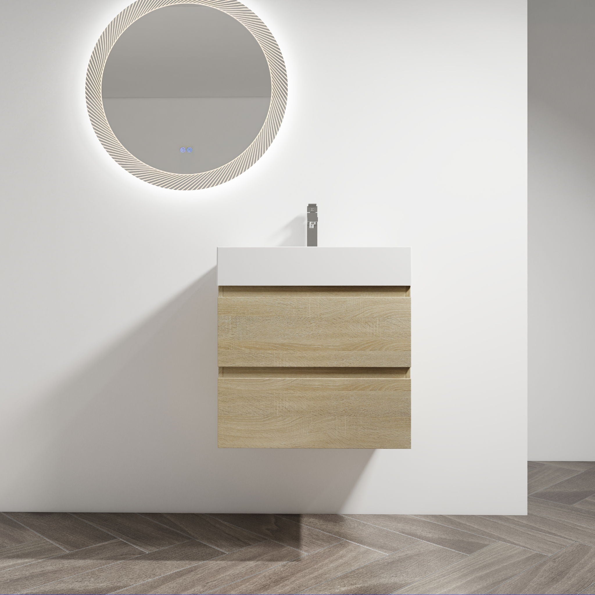 Wall Mounted Bathroom Vanity And Sink, 2 Soft Close Drawers
