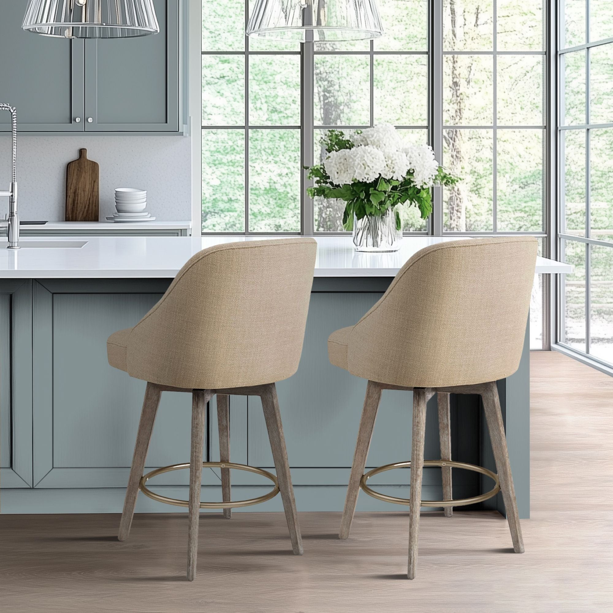 Pearce - Counter Stool With Swivel Seat - Sand