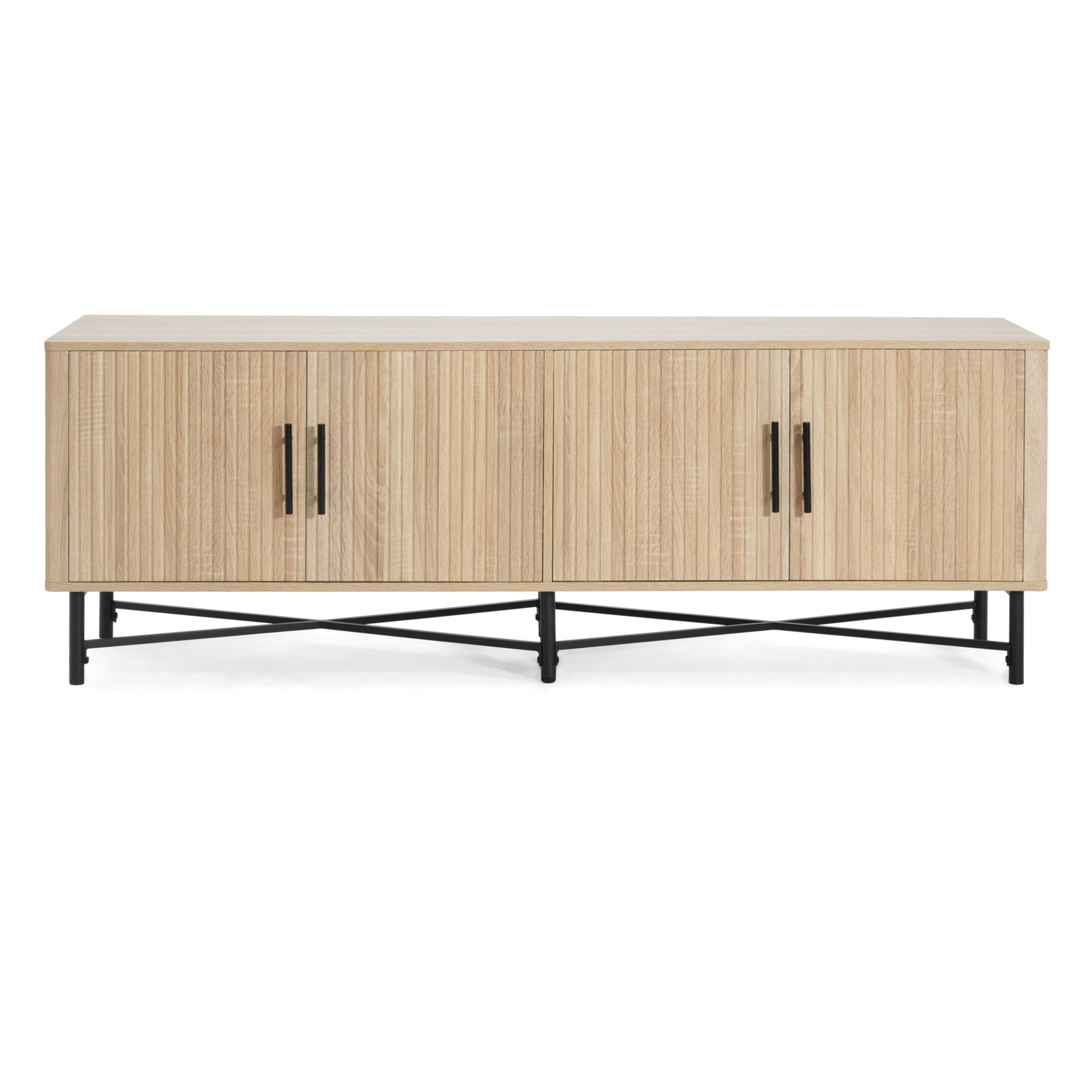 4 Door TV Cabinet, 2 Storage Spaces, Adjustable Shelves