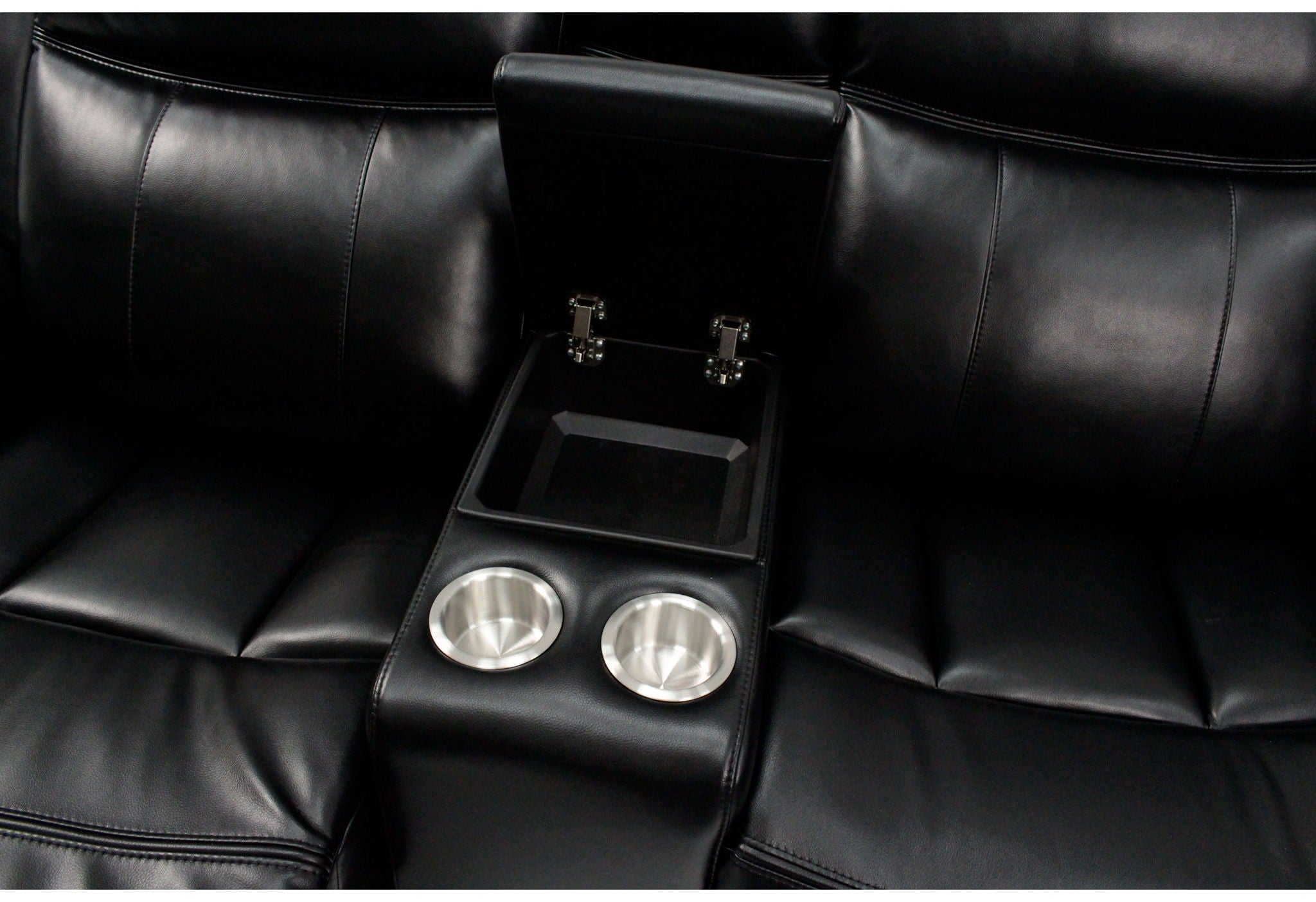 Um02 - Sectional PU LAF Power Console Reclining Loveseat With LED - Black