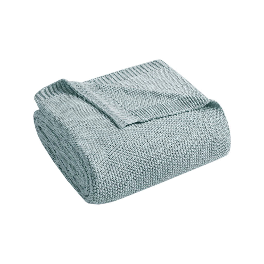 Bree Knit - Blanket - Light Blue