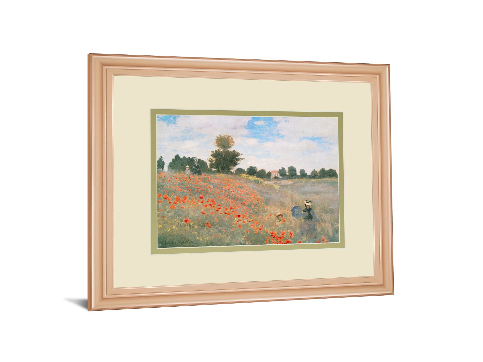 Wild Poppies, Near Argenteuil By Claude Monet - Framed Print Wall Art - Beige