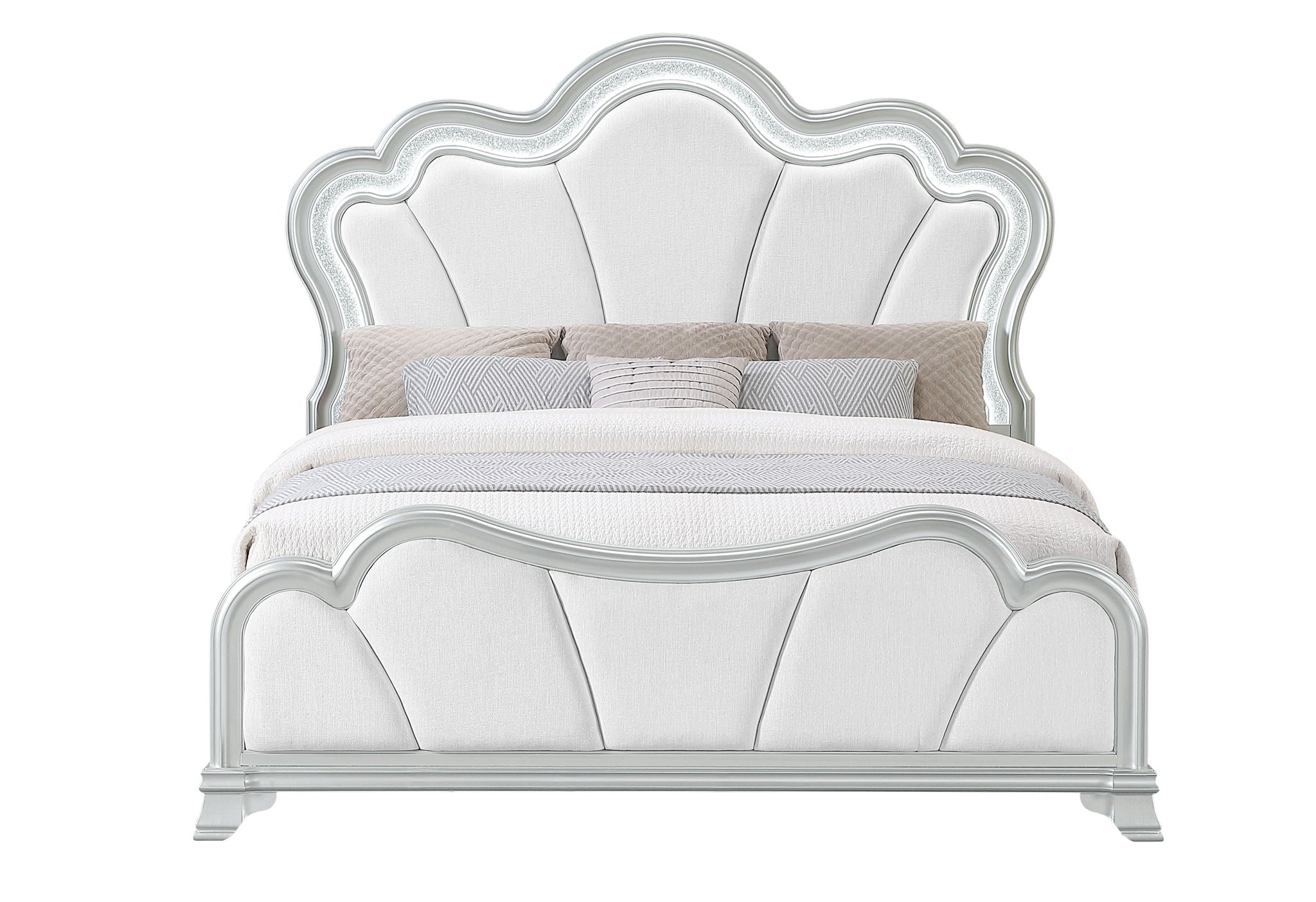 Aria - Queen Bed Headboard With LED - Silver