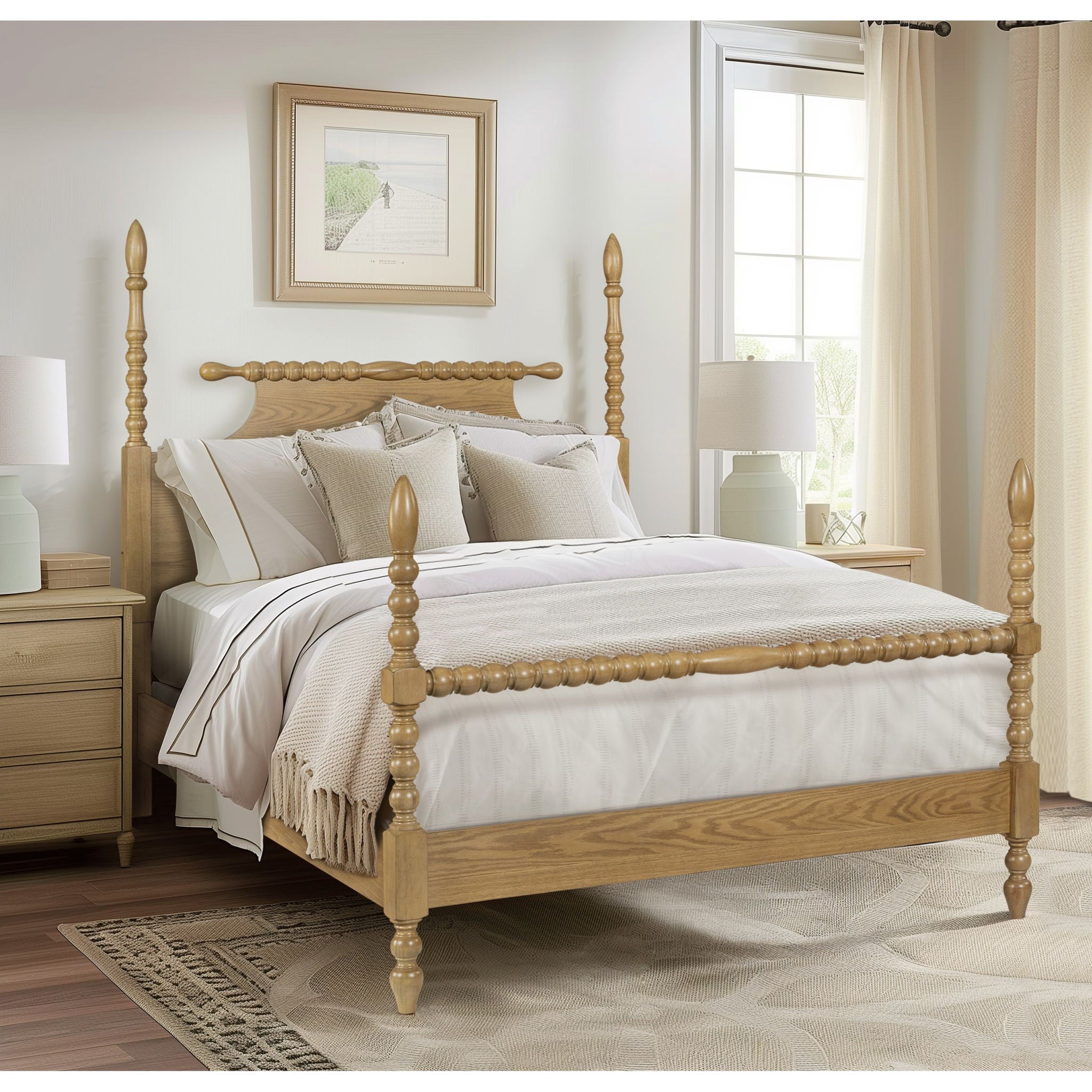 Beckett - Queen Turned Spindle Bed - Natural