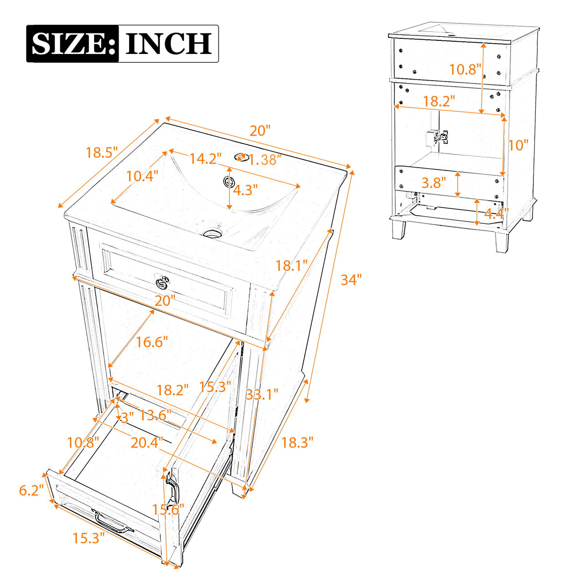 Bathroom Vanity With Sink, Drawer & Soft Closing Door