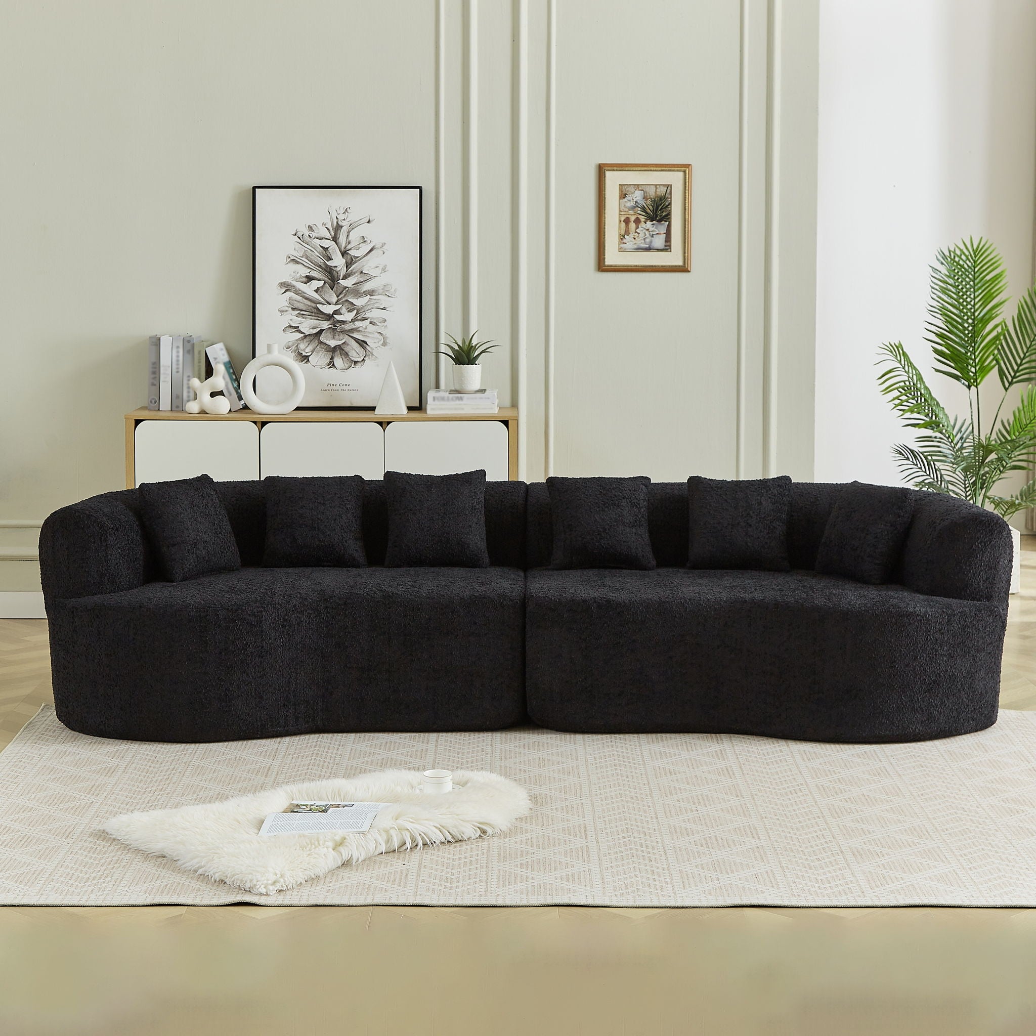 Curved Sectional Sofa With 6 Pillows