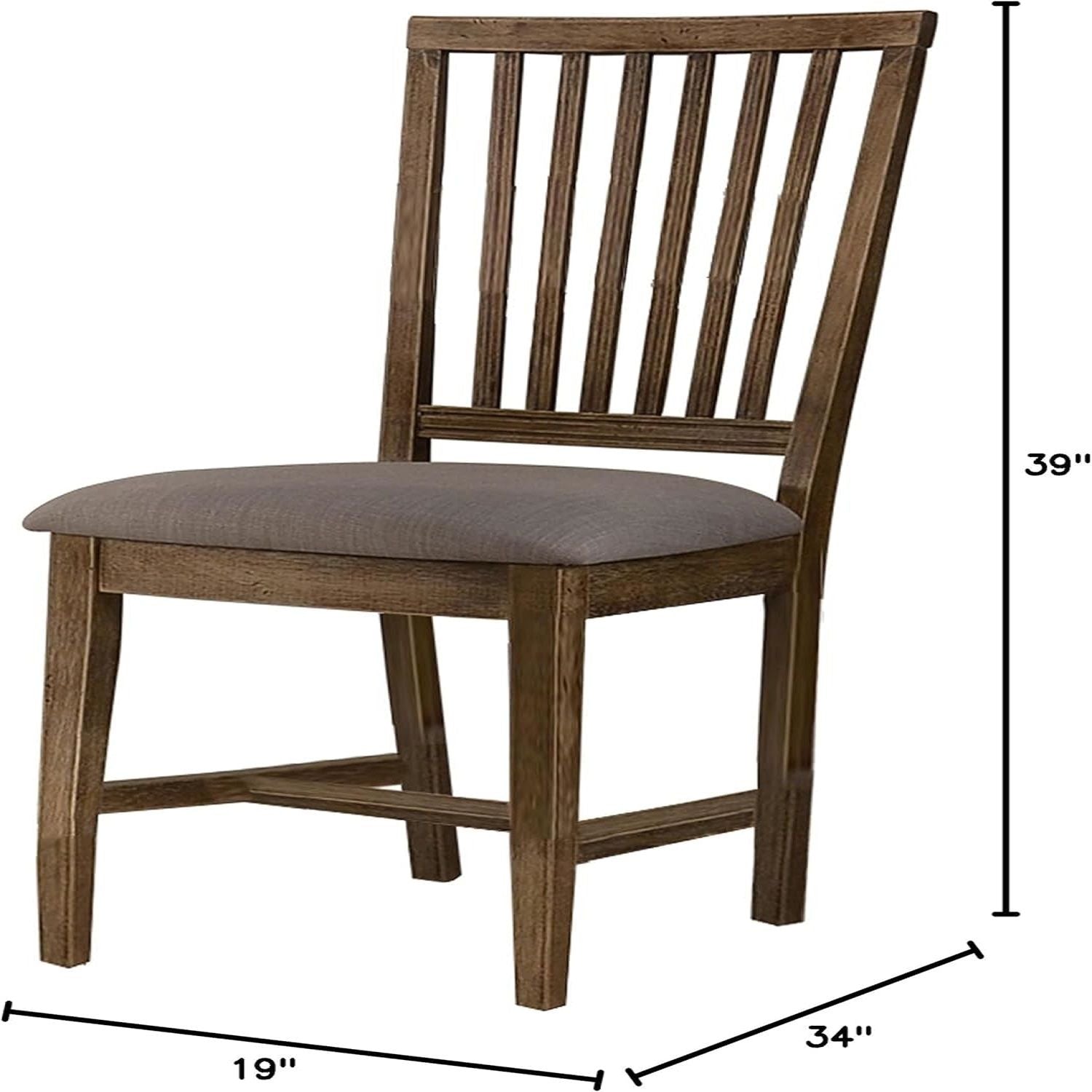 Open Slat Back Kitchen Side Chair (Set of 2) - Brown Oak