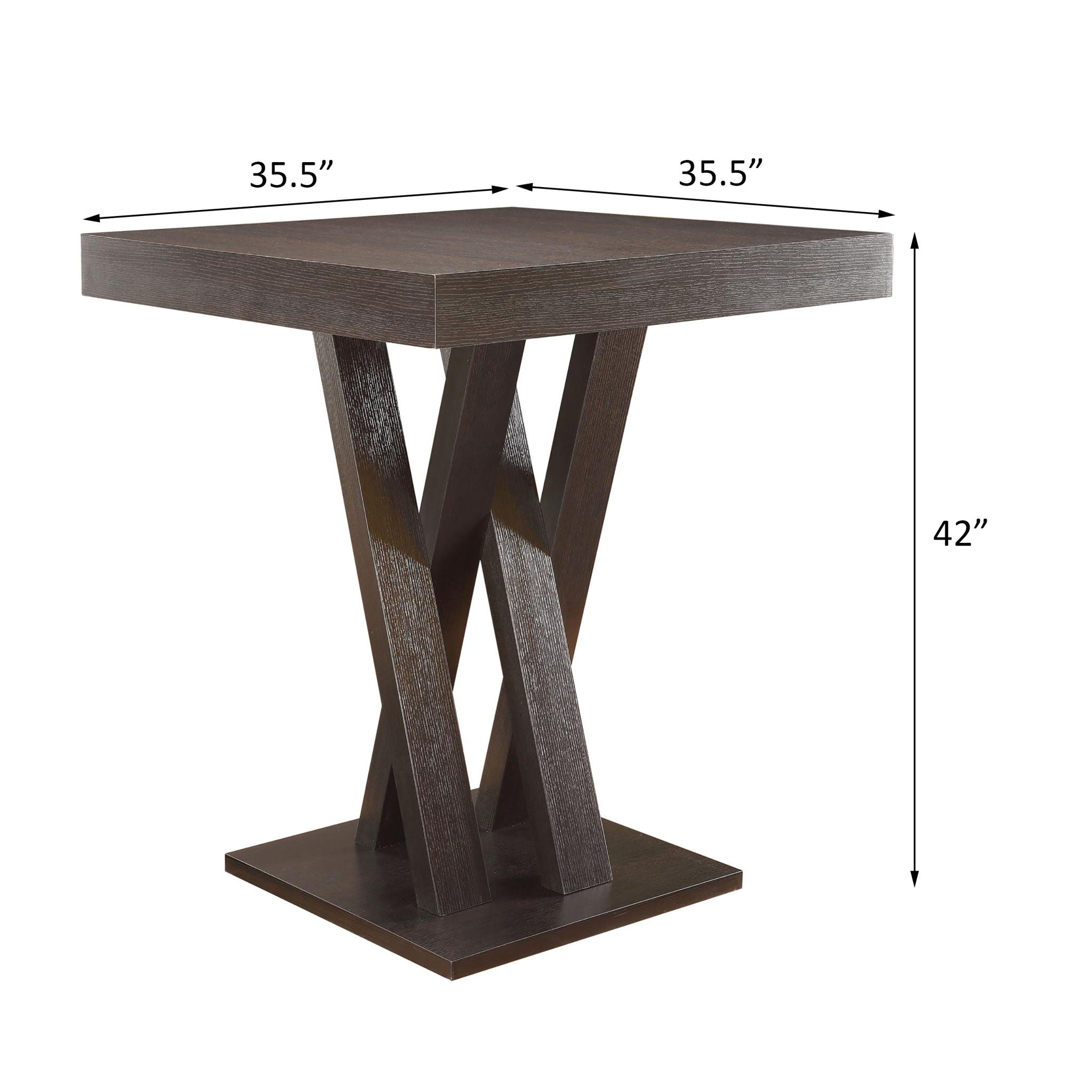Double X Base Square Bar Table - Cappuccino