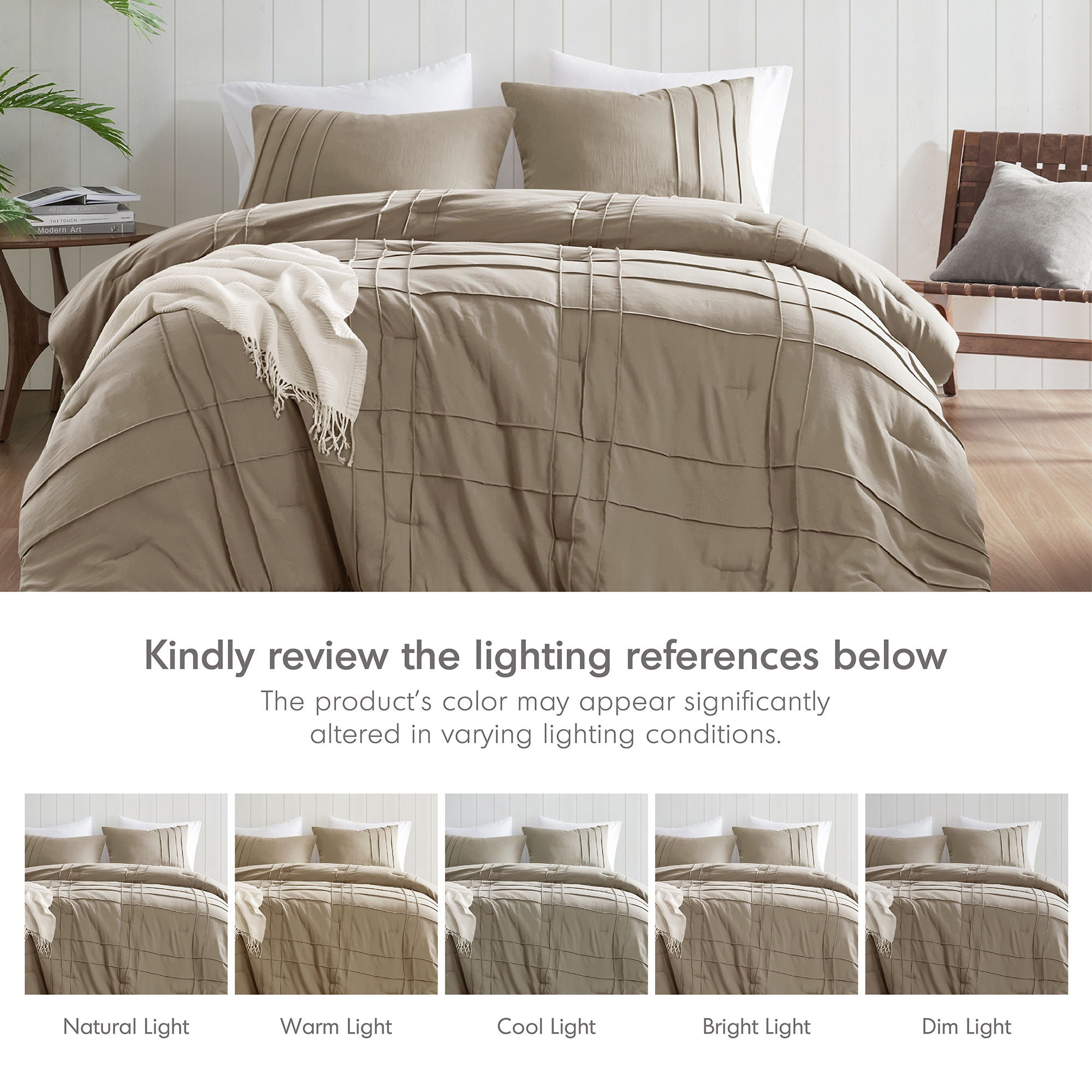 Porter - California King Soft Washed Pleated Comforter Set - Khaki