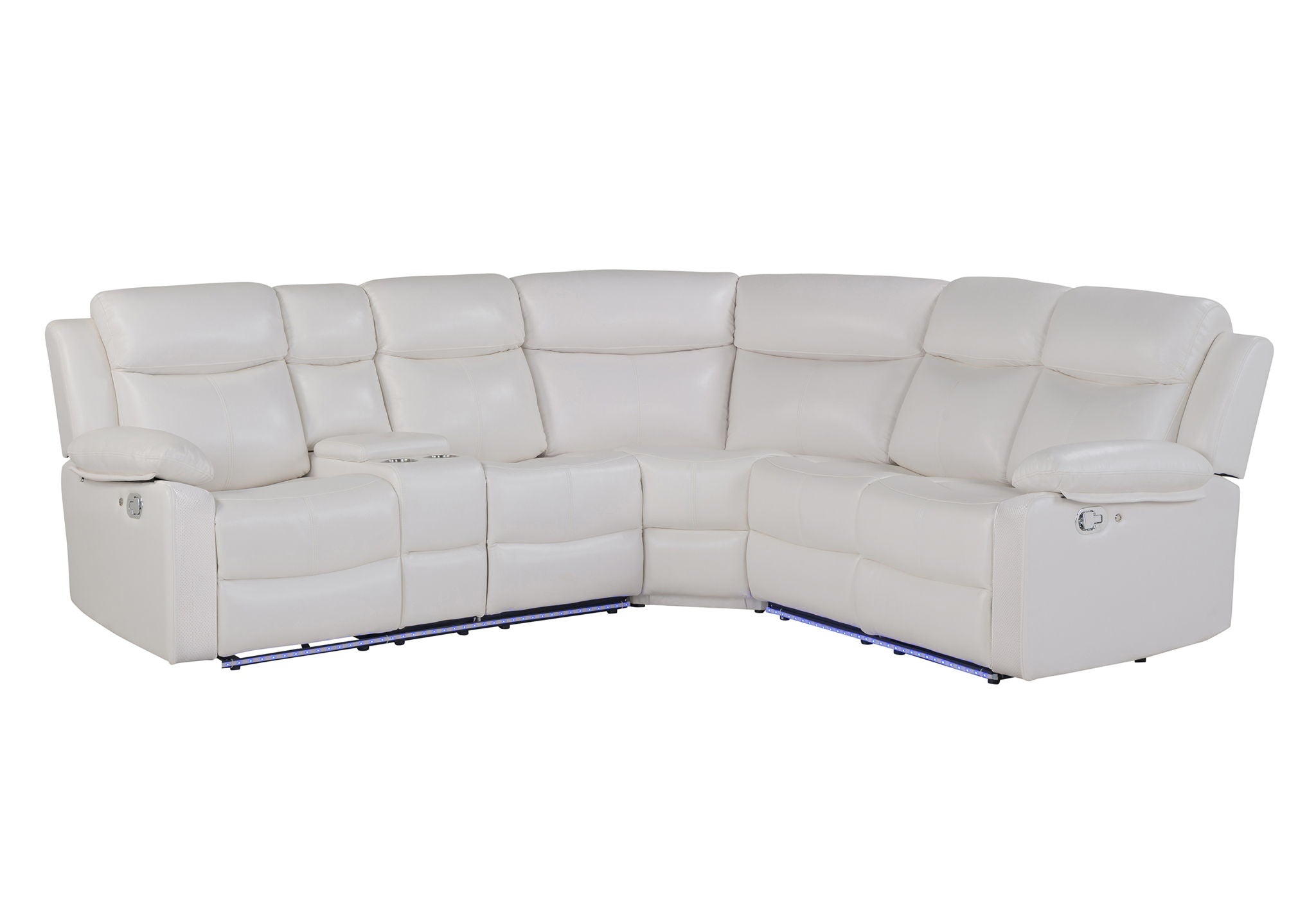 U6026 - Right Facing Console Reclining Loveseat With Recliner, LED And Speaker - White
