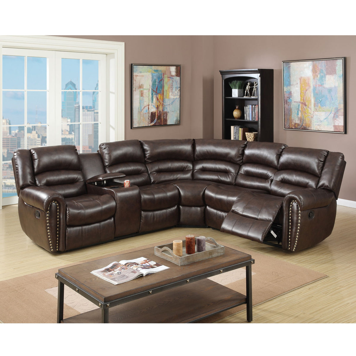 Reclining Sectional Sofa With Console