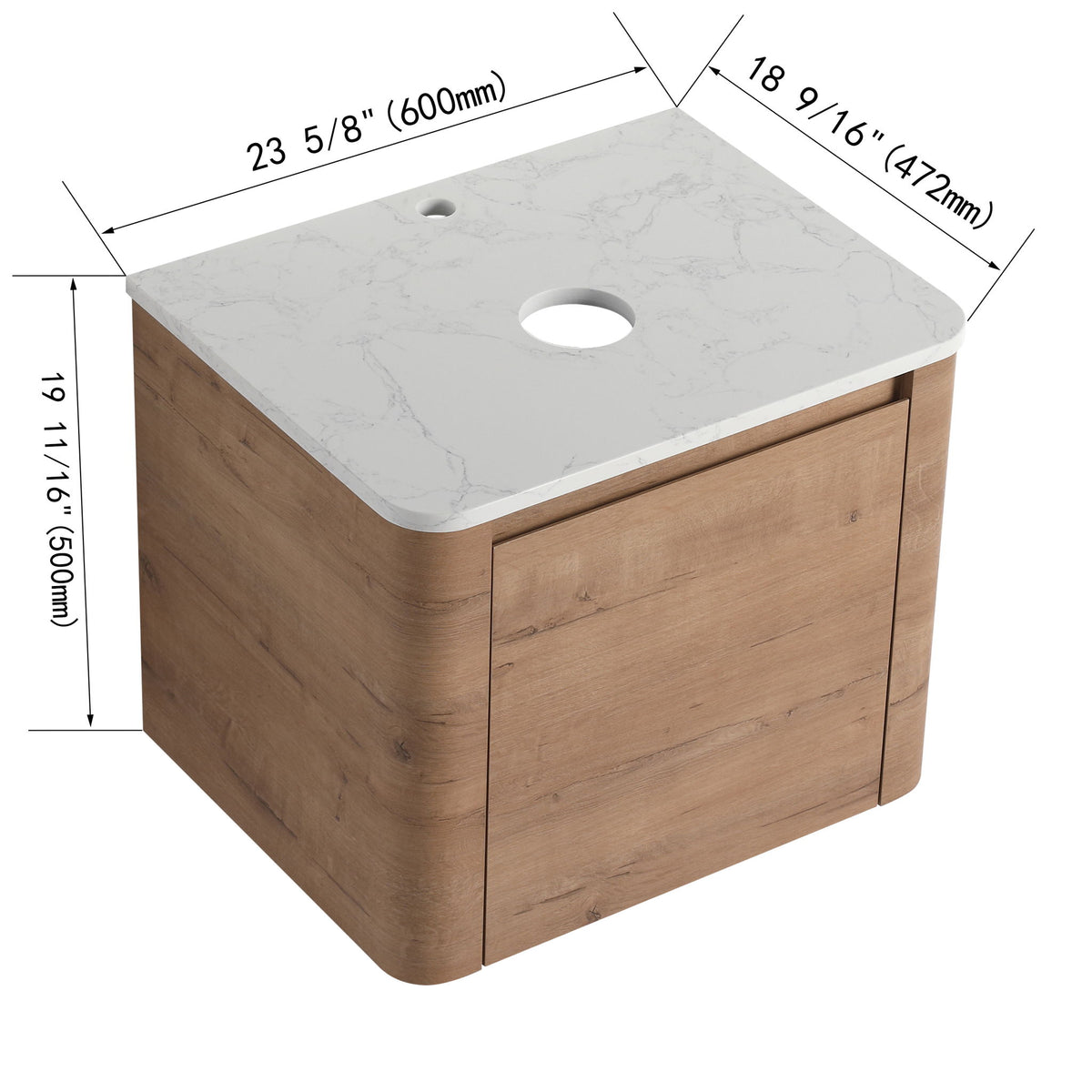 24" Wall Mounted Bathroom Vanity With Soft Close Door, Excluding Sink - Imitative Oak
