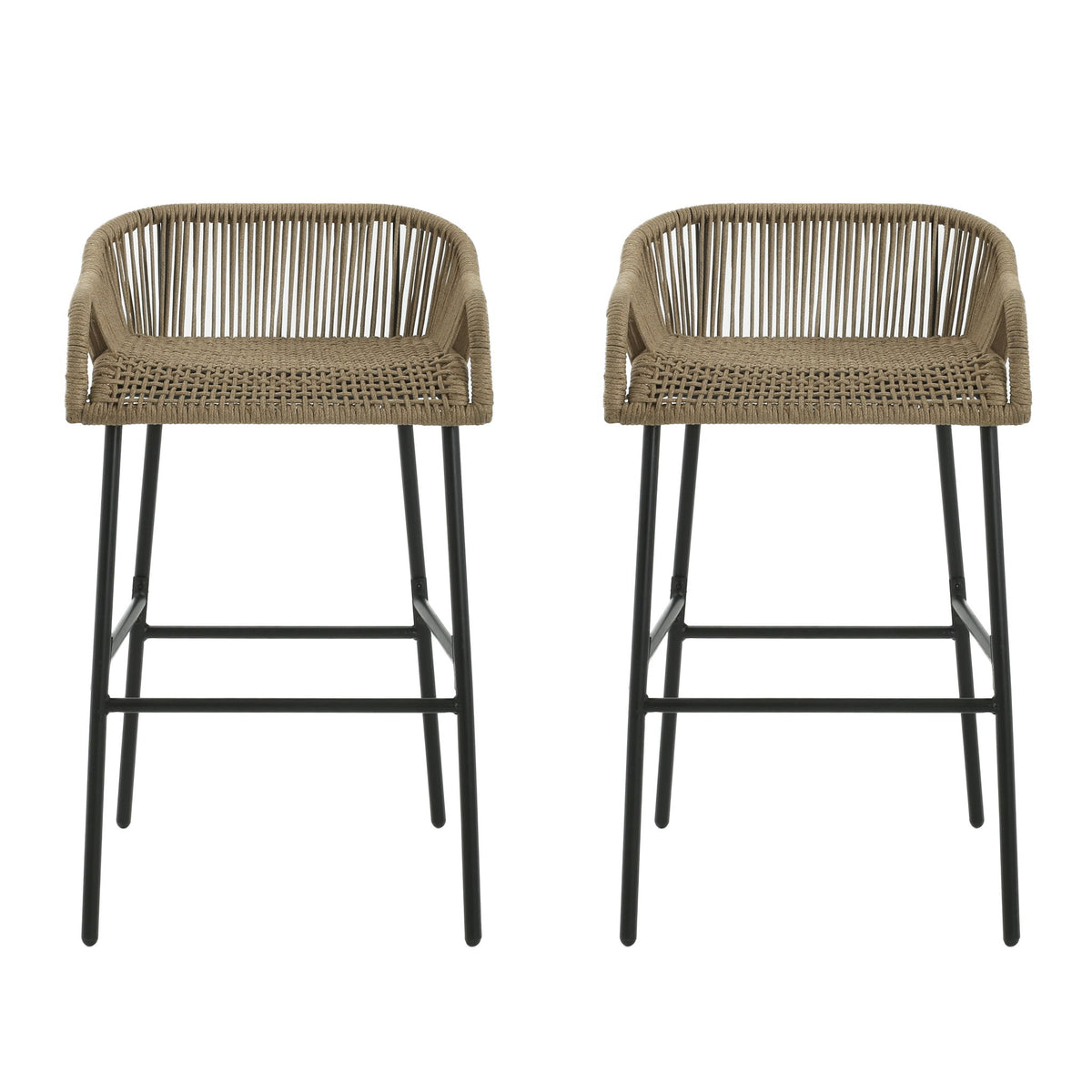 La Push - Outdoor Rope Barstool (Set of 2) - Black / Brown