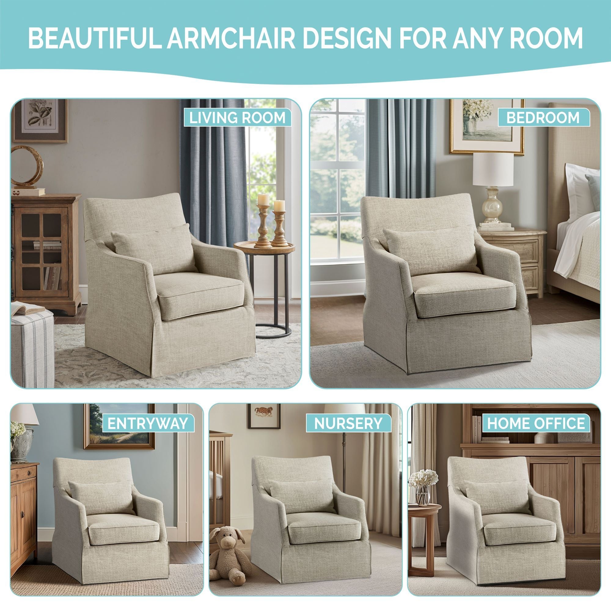 London - Skirted Swivel Chair - Light Blue