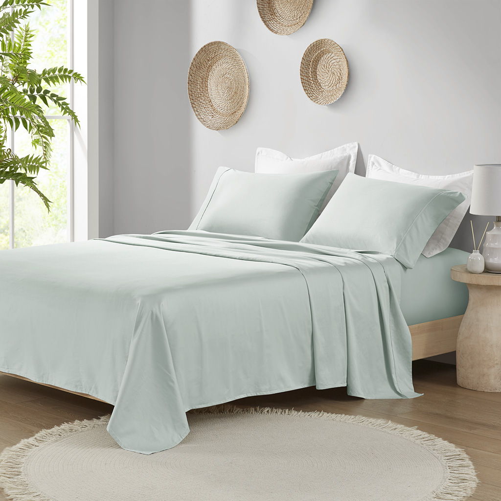 300 Thread Count Organic Cotton - Queen Deep Pocket Sheet Set - Aqua