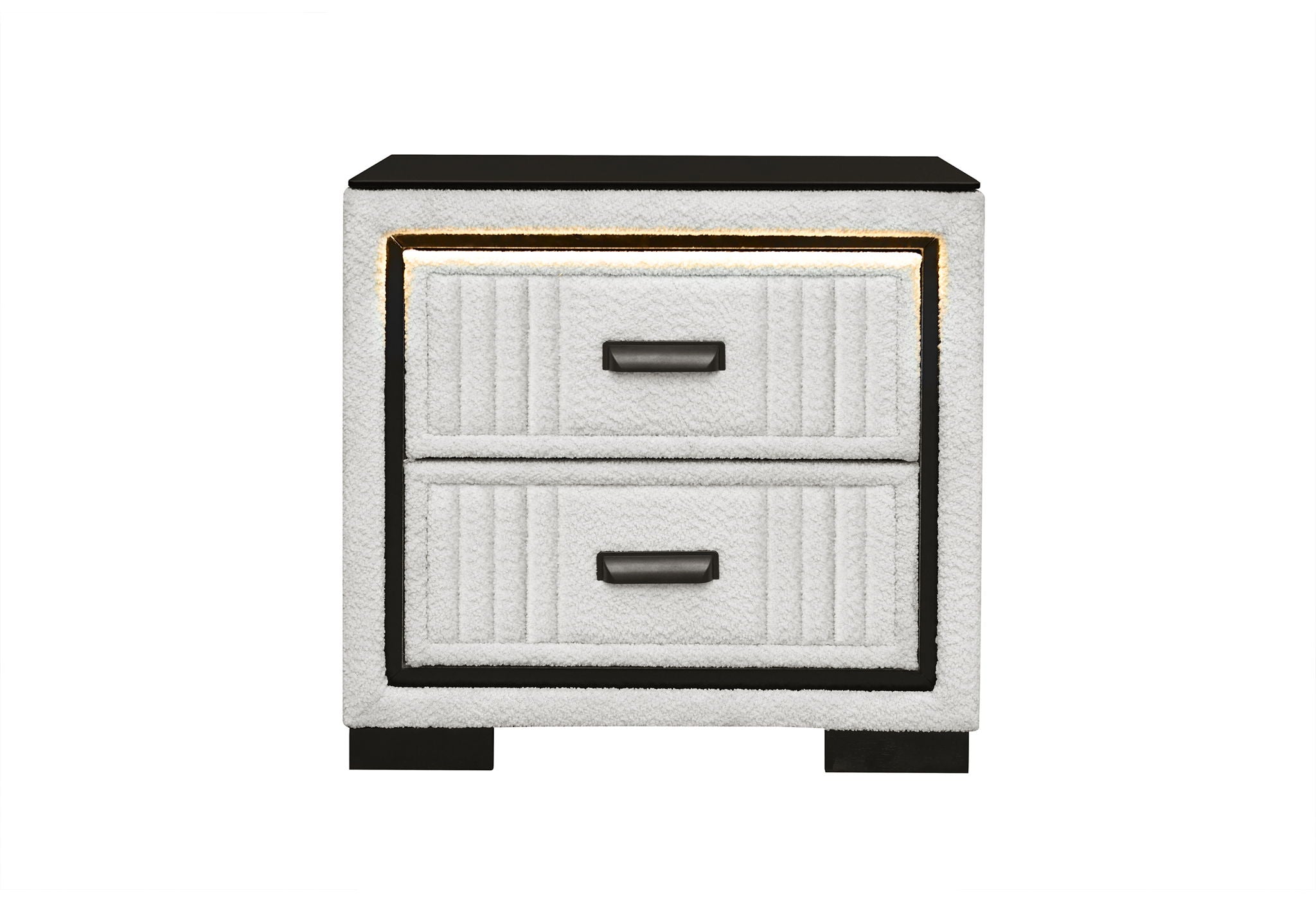 Isabella - Nightstand With LED - Black / White