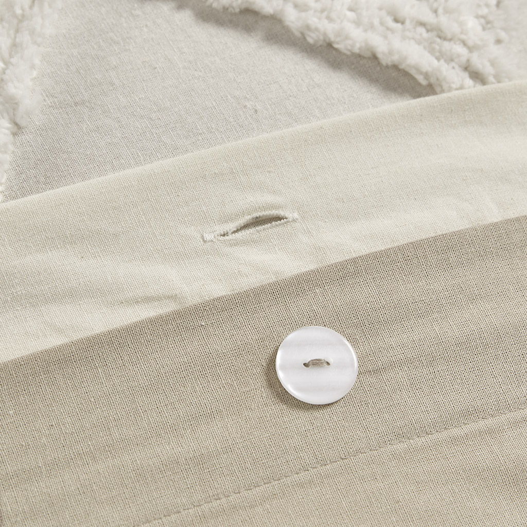 Mila - 3 Piece Duvet Cover Set With Tufting - Taupe