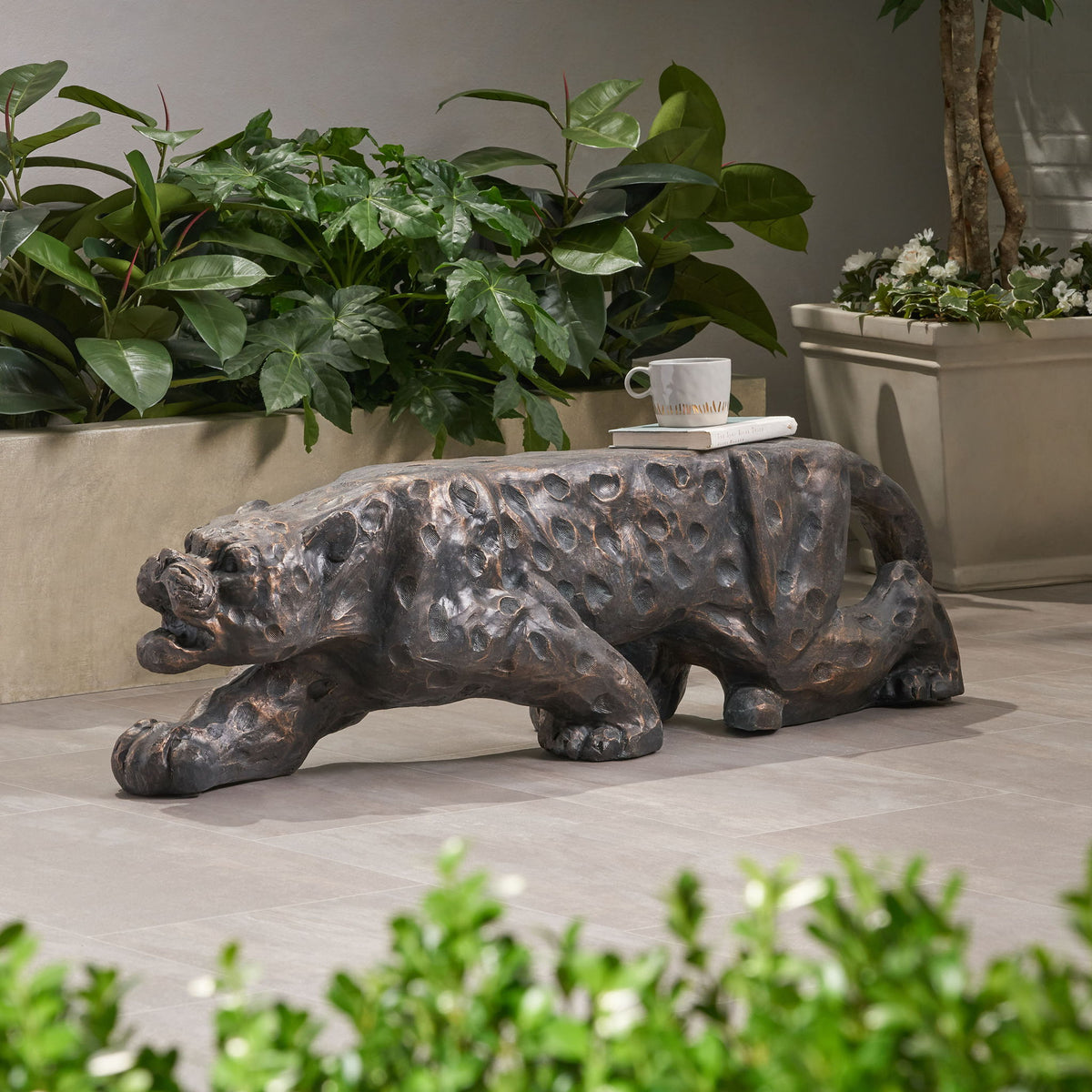Leopard Lightweight Concrete Bench - Copper