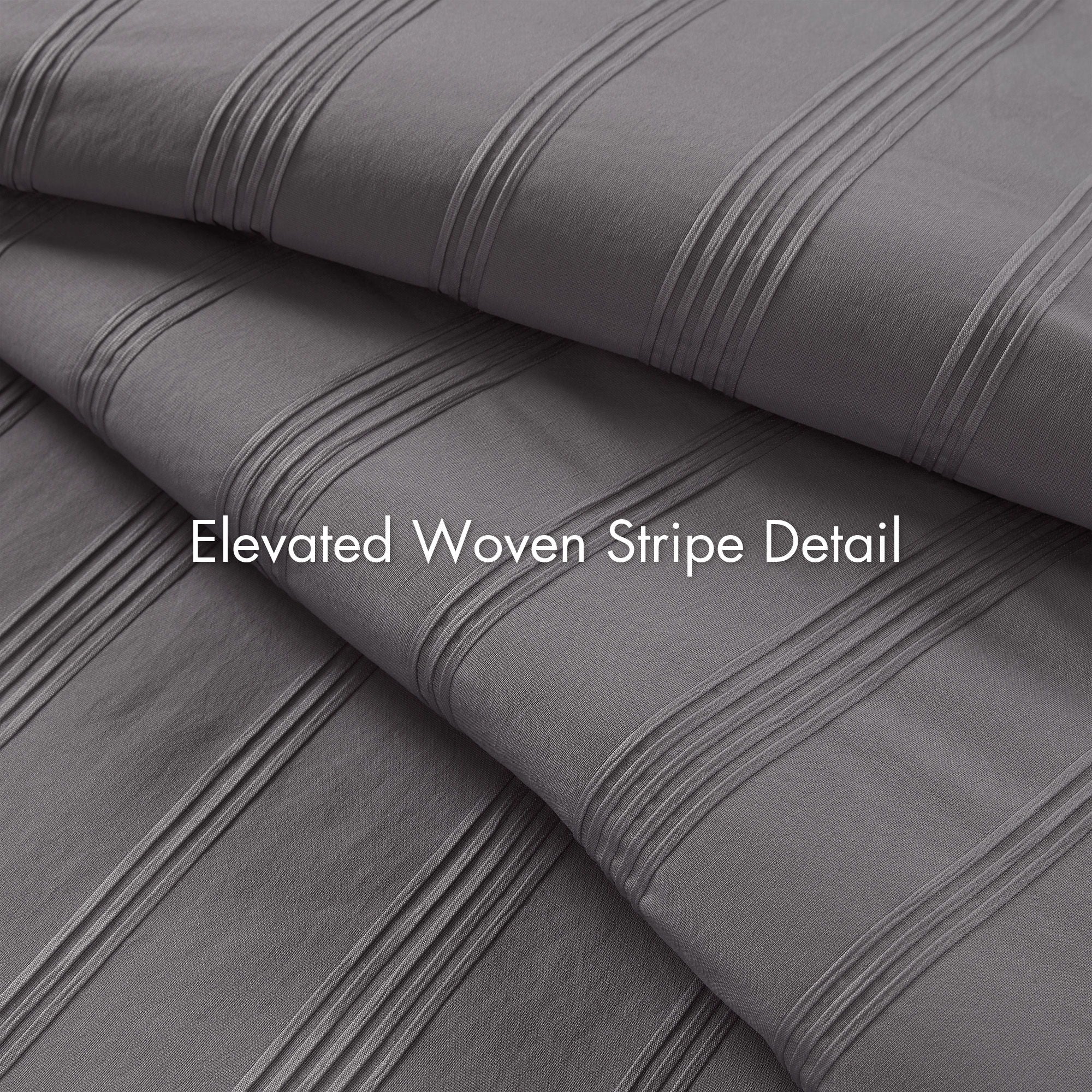 Logan - Twin/Twin Long Striped Comforter Set - Charcoal