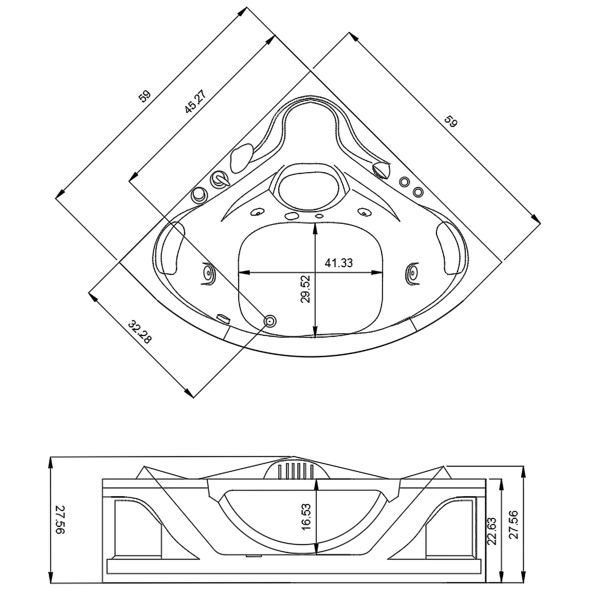 Xavier - Corner Double Massage Bathtub - Milk White