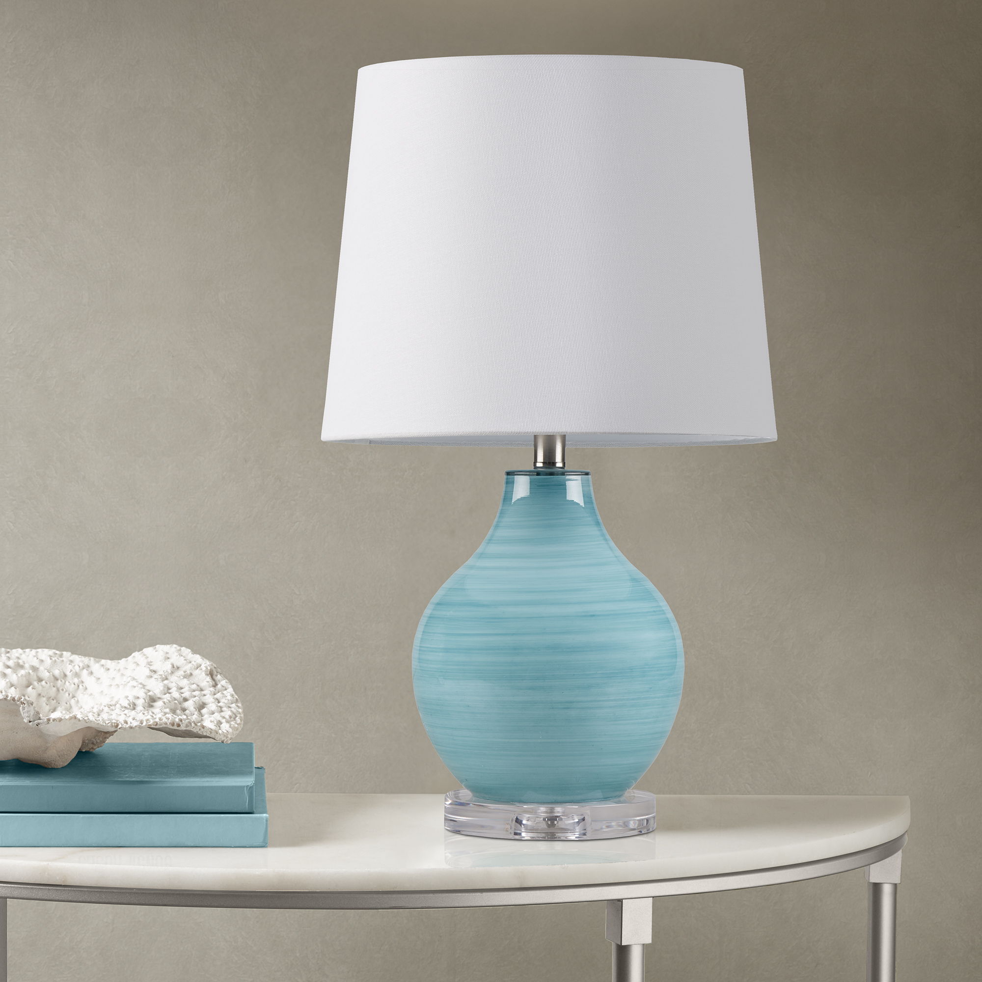 Maelle - Swirl Blown Glass Table Lamp - Blue Aqua