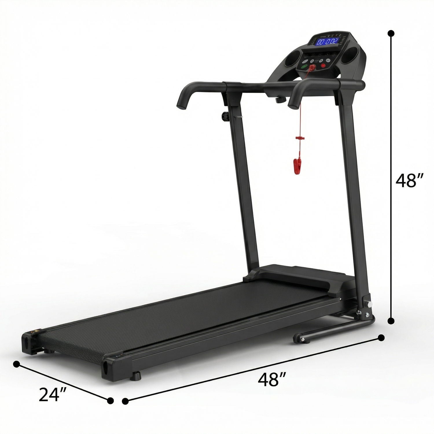2.5Hp Portable Treadmill With Handles, App Control & LED Display - Black