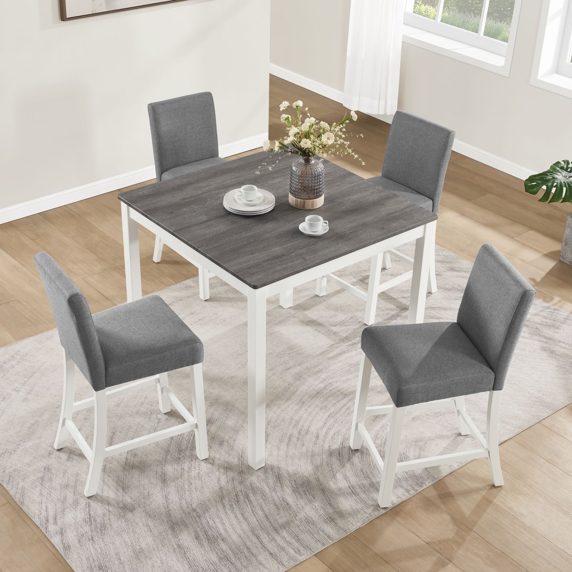5 Piece Counter Height Table Set With 4 Chairs
