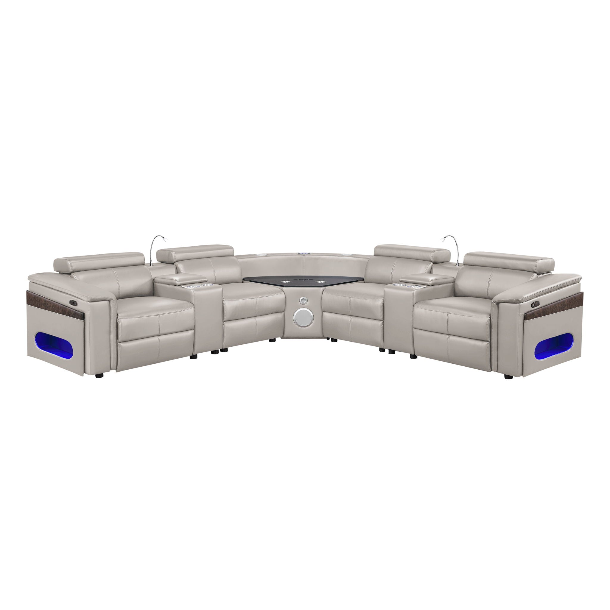 Nova - Sectional With Bluetooth Speaker, LED And Lifting Wine Cabinet