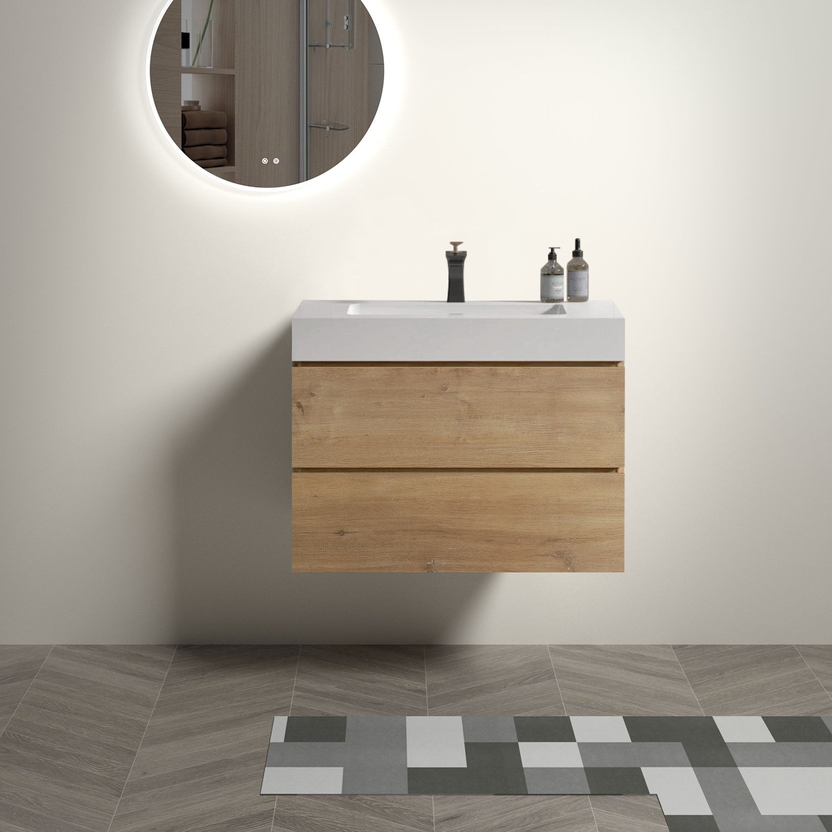 Alice - Bathroom Vanity With Sink, Large Storage, Wall Mounted, Floating