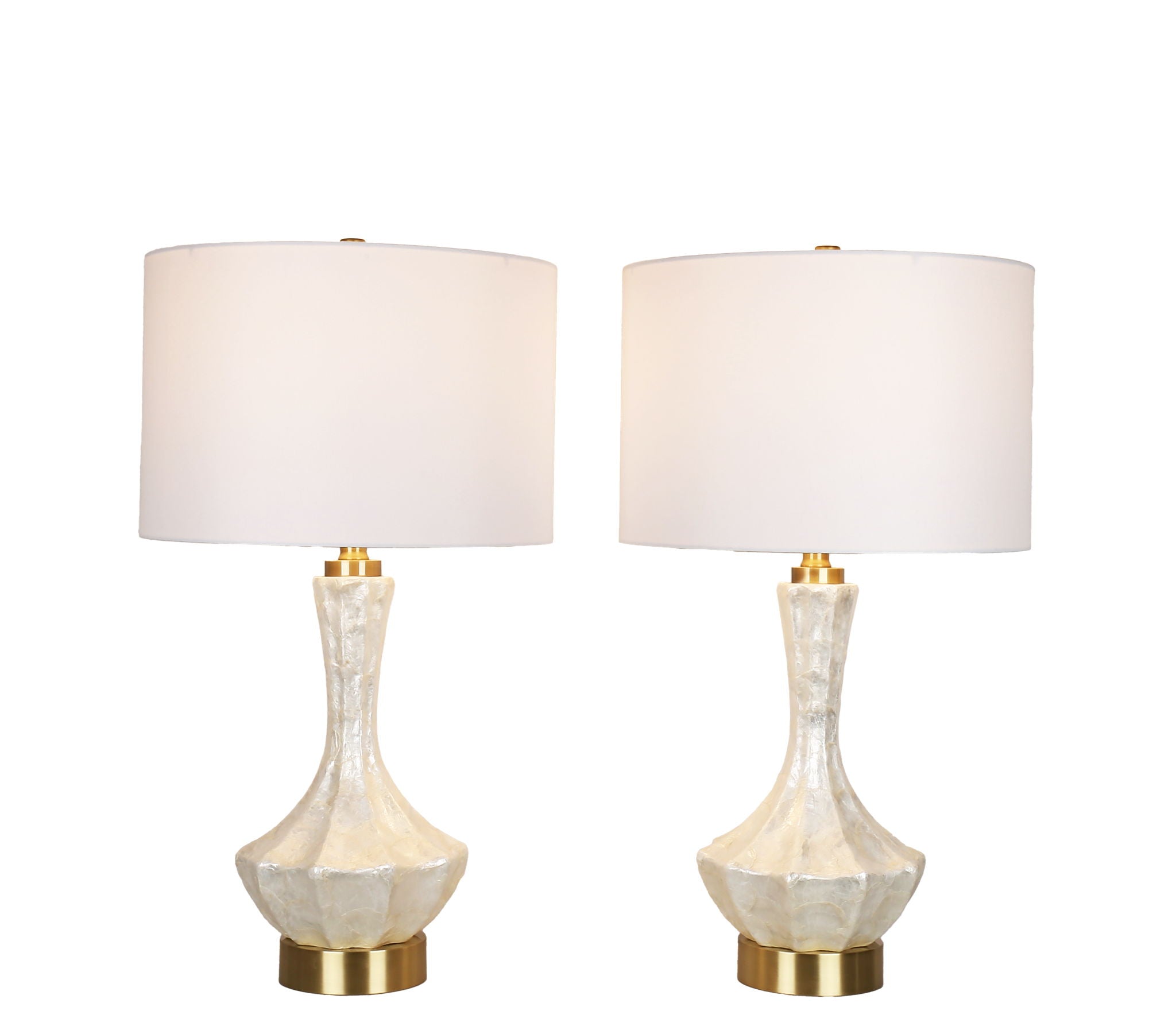 Crystal Shell Capiz Shell & Metal Table Lamp (Set of 2) - White Shell / Soft Gold